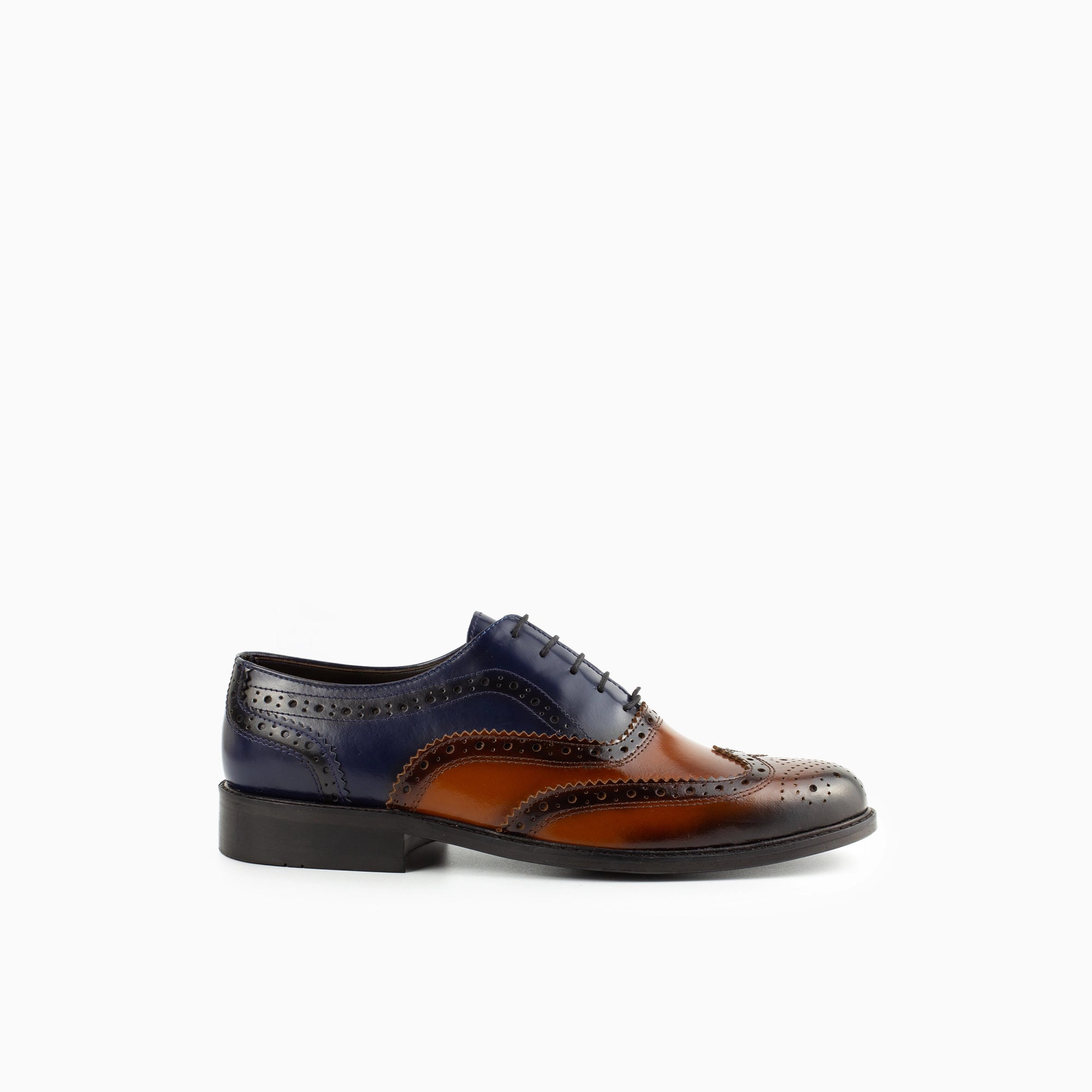 Adriano Brown-Navy Wingtip Leather Oxford