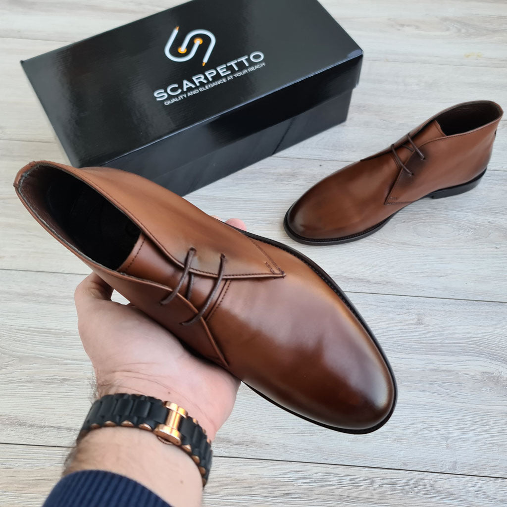 Elegant Tan Leather Chukka Boots for Men Leather Classic Men main image 4