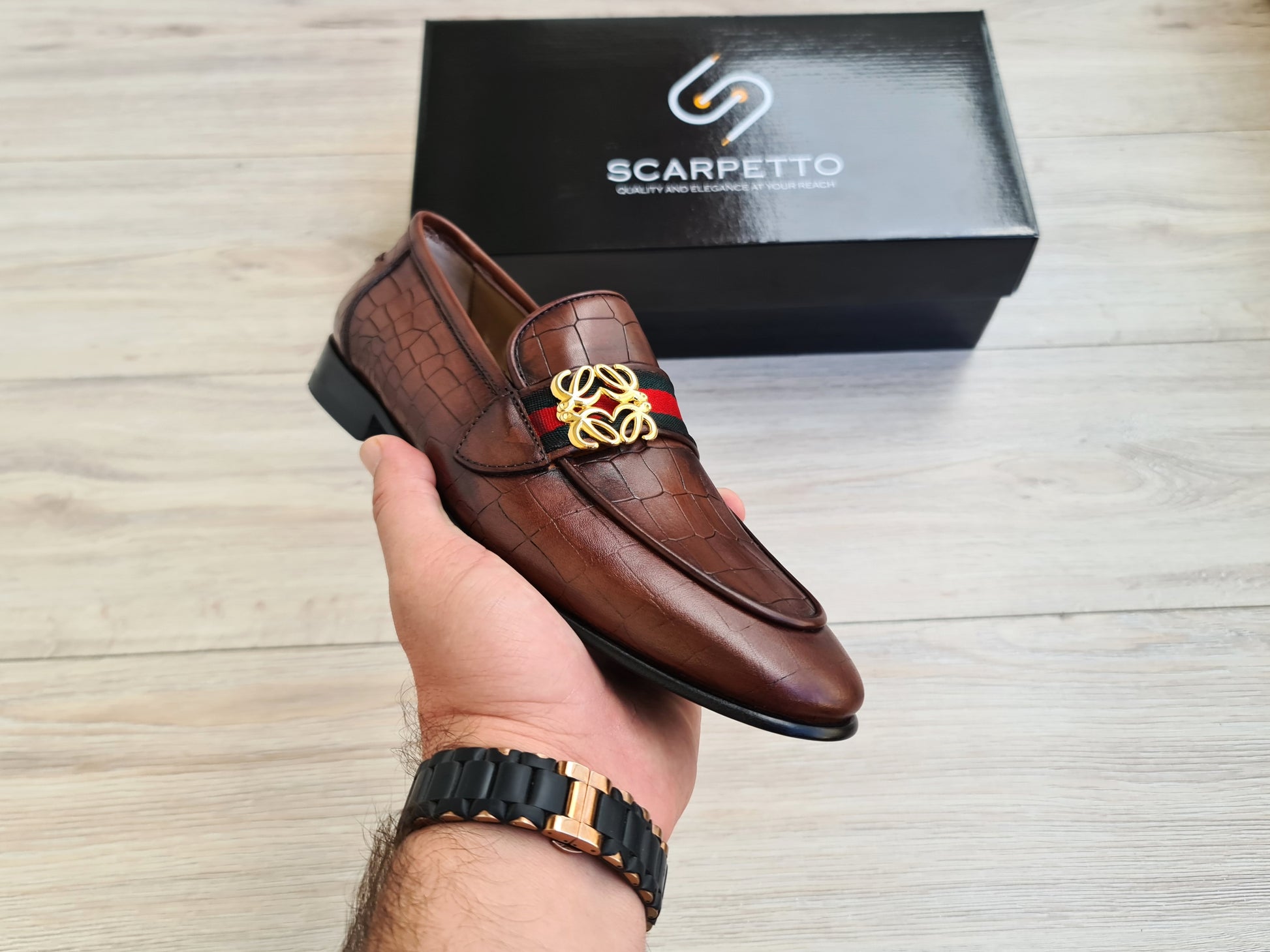 Croco Leather Men's Loafer - Scarpetto