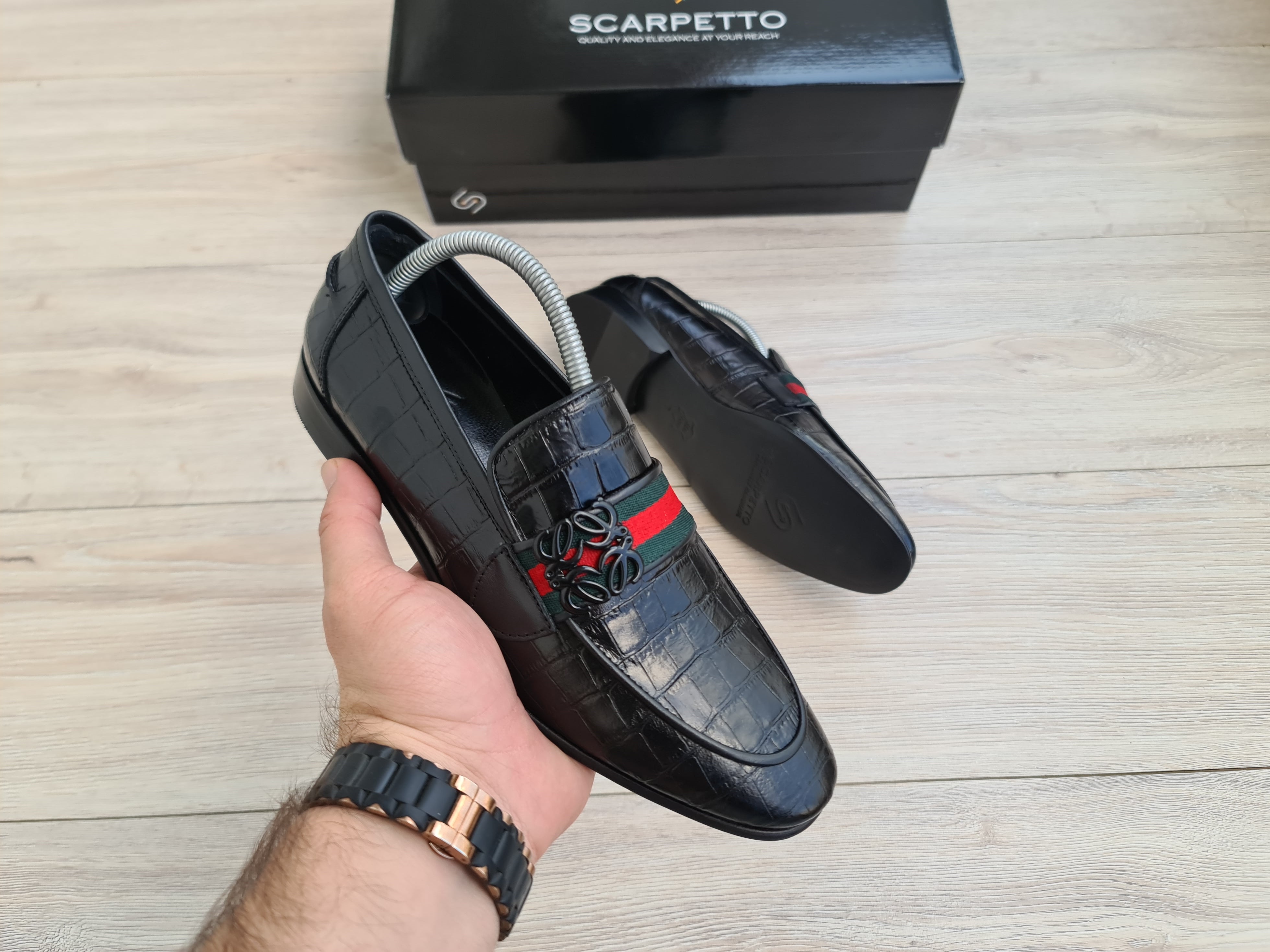 Fiore Croco Patent Men's Loafer — front view | Scarpetto