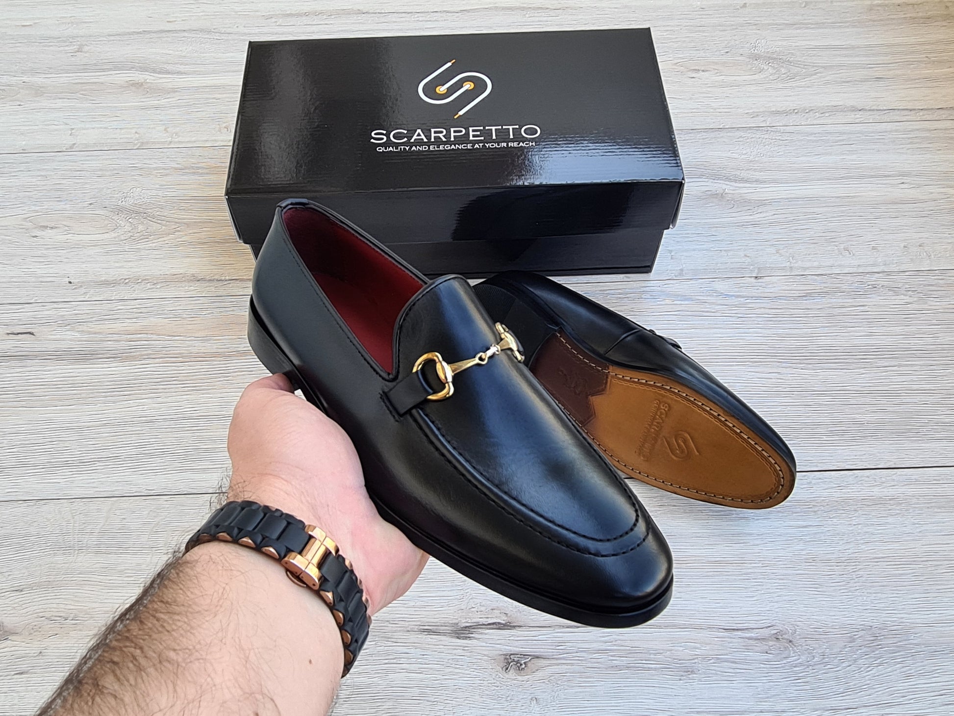 Black Leather Men's Loafers - Scarpetto