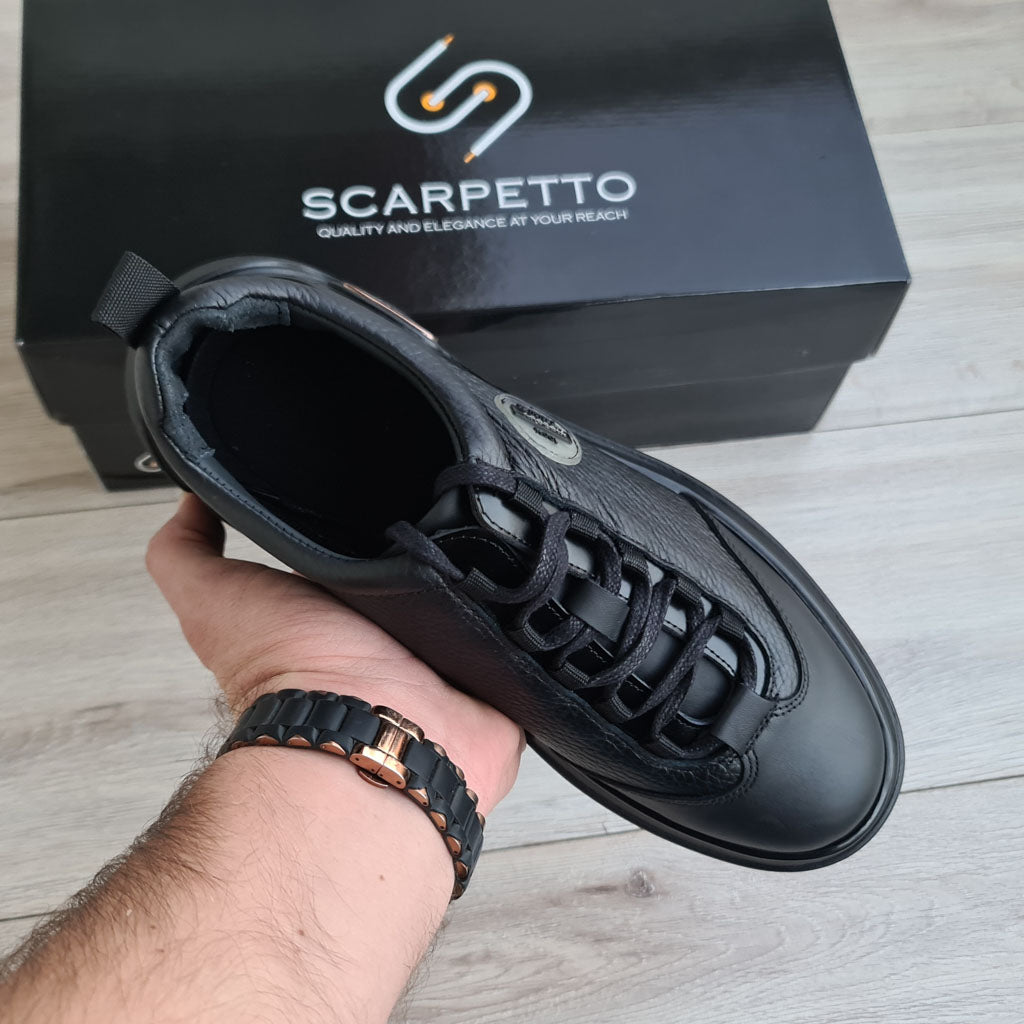 Apex Platform Leather Men's Sneaker — toe detail | Scarpetto