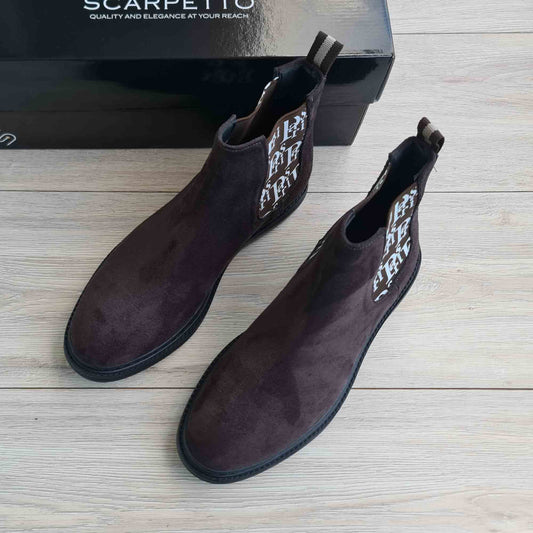 Paris Chocolate Men's Genuine Suede Leather Boots