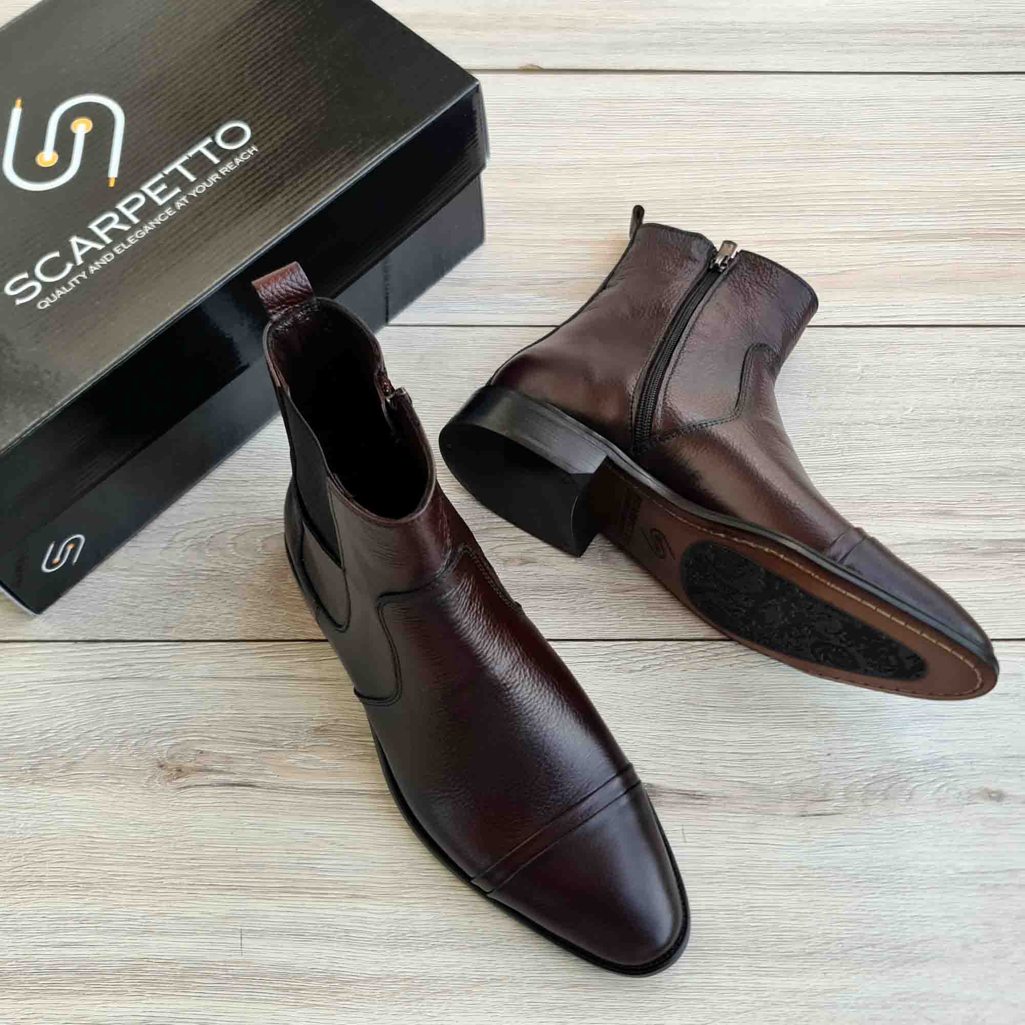 Verona Pecan Brown Leather Men's Chelsea Boots | Scarpetto Verona Pecan Brown Leather Men's Chelsea Boots | Scarpetto