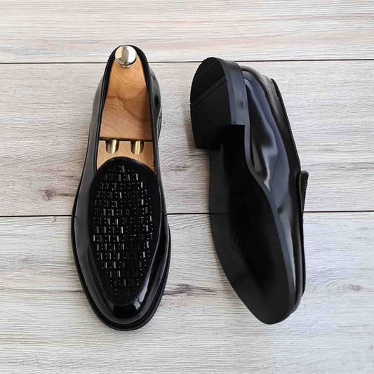 Leather Men's Loafer with Stone Details