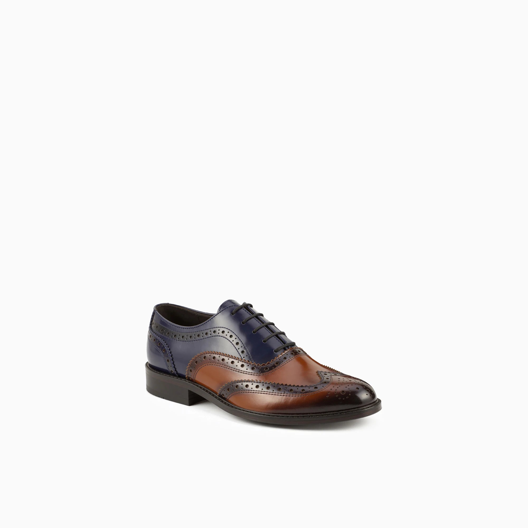 Adriano Brown-Navy Men's Wingtip Leather Oxford Dress Shoes