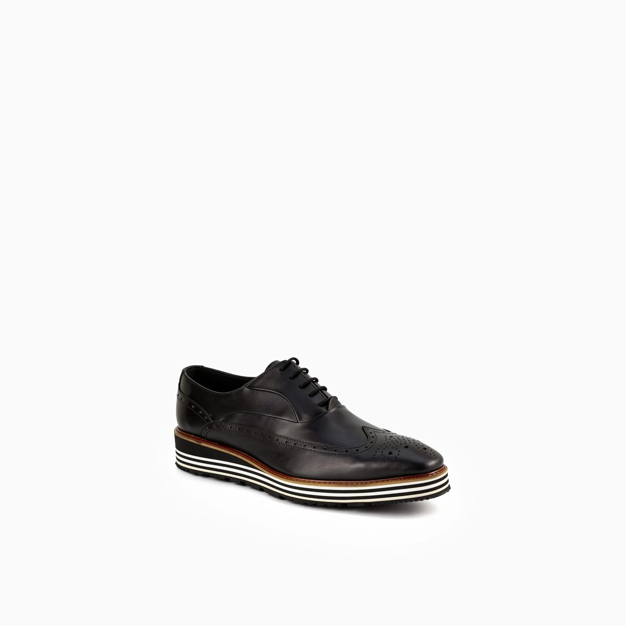 Angelo Black Men's Wingtip Genuine Leather Bordeaux Dress Shoes