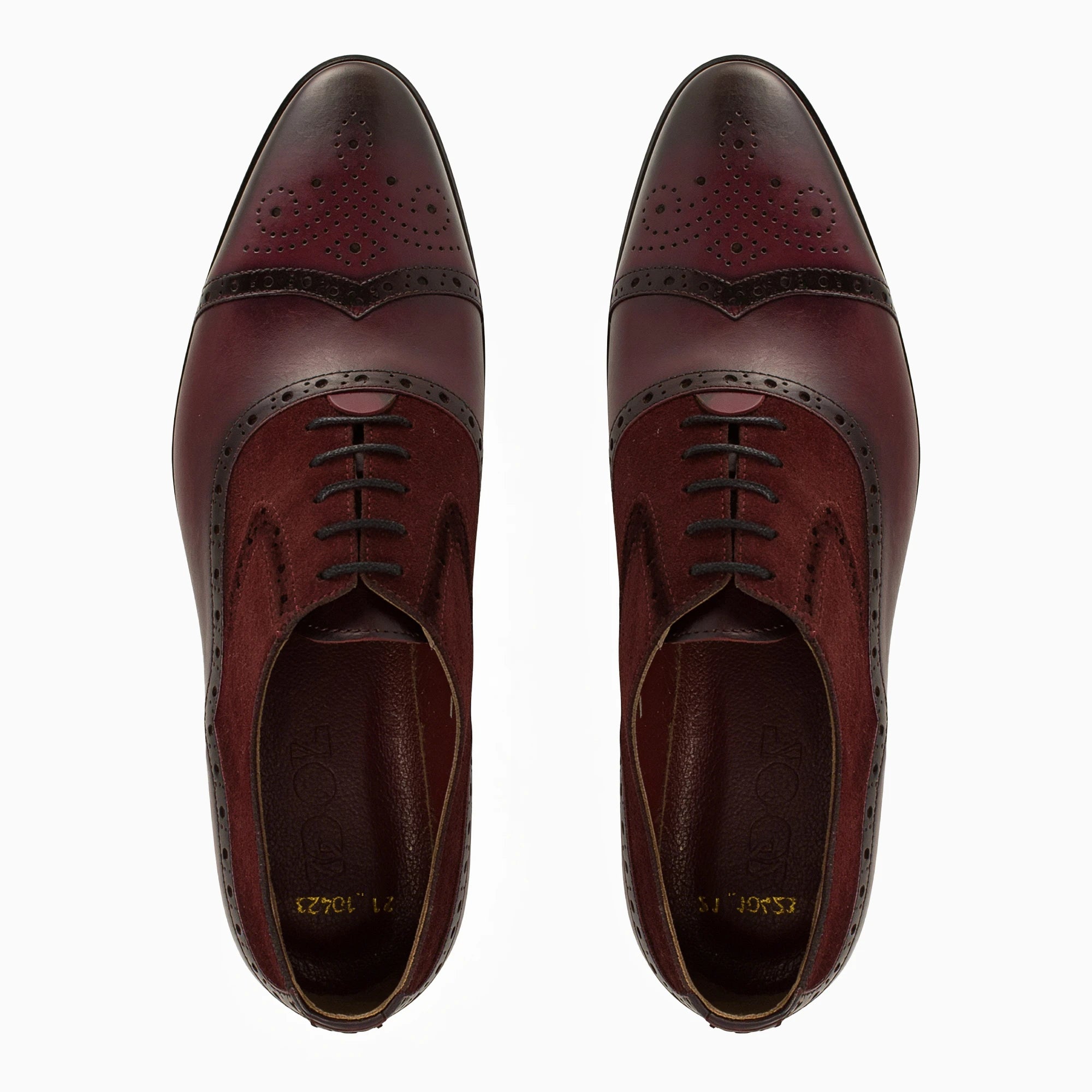 Sanzio Burgundy Suede & Leather Oxford — top view | Scarpetto
