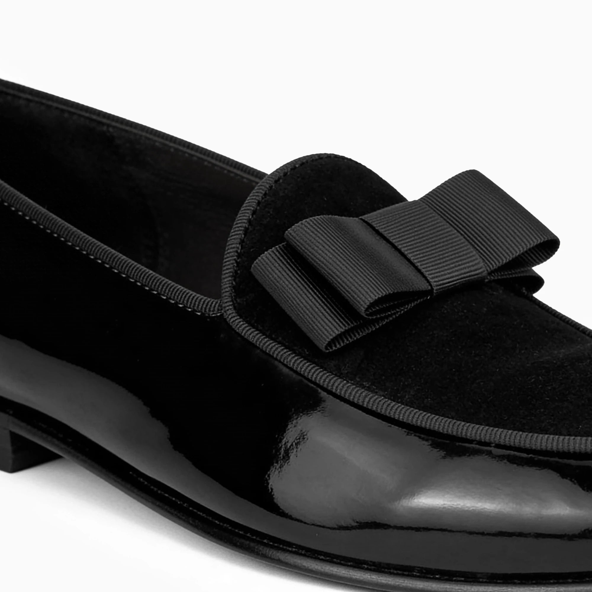 Opera Rosso Patent Bow Loafer for Men — heel detail | Scarpetto