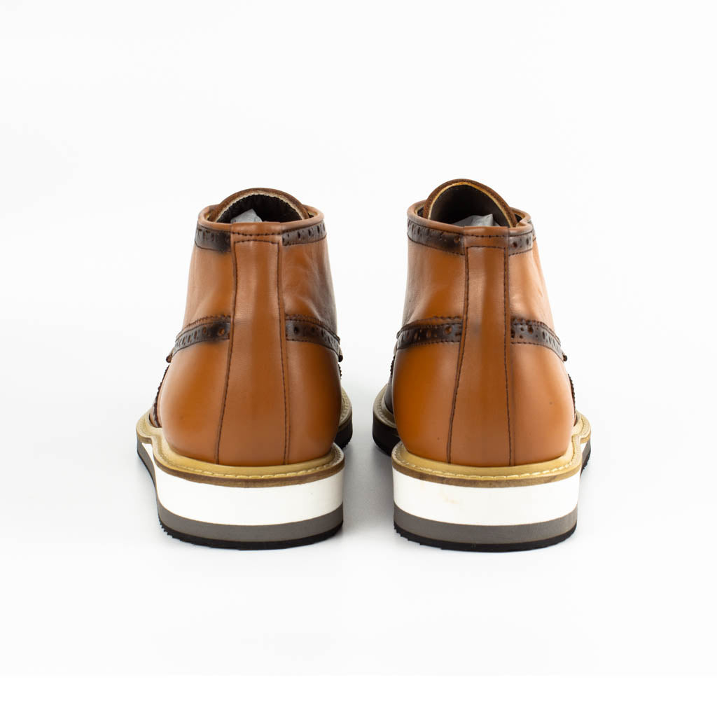 Carlo Tan Men's Genuine Leather Wingtip Lace-Up Chukka Boots