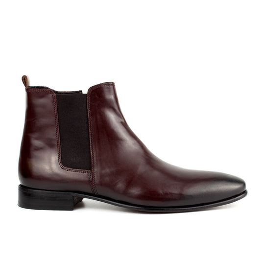 Giovanni Burgundy Men's Chelsea Genuine Leather Boots - Leather Sole