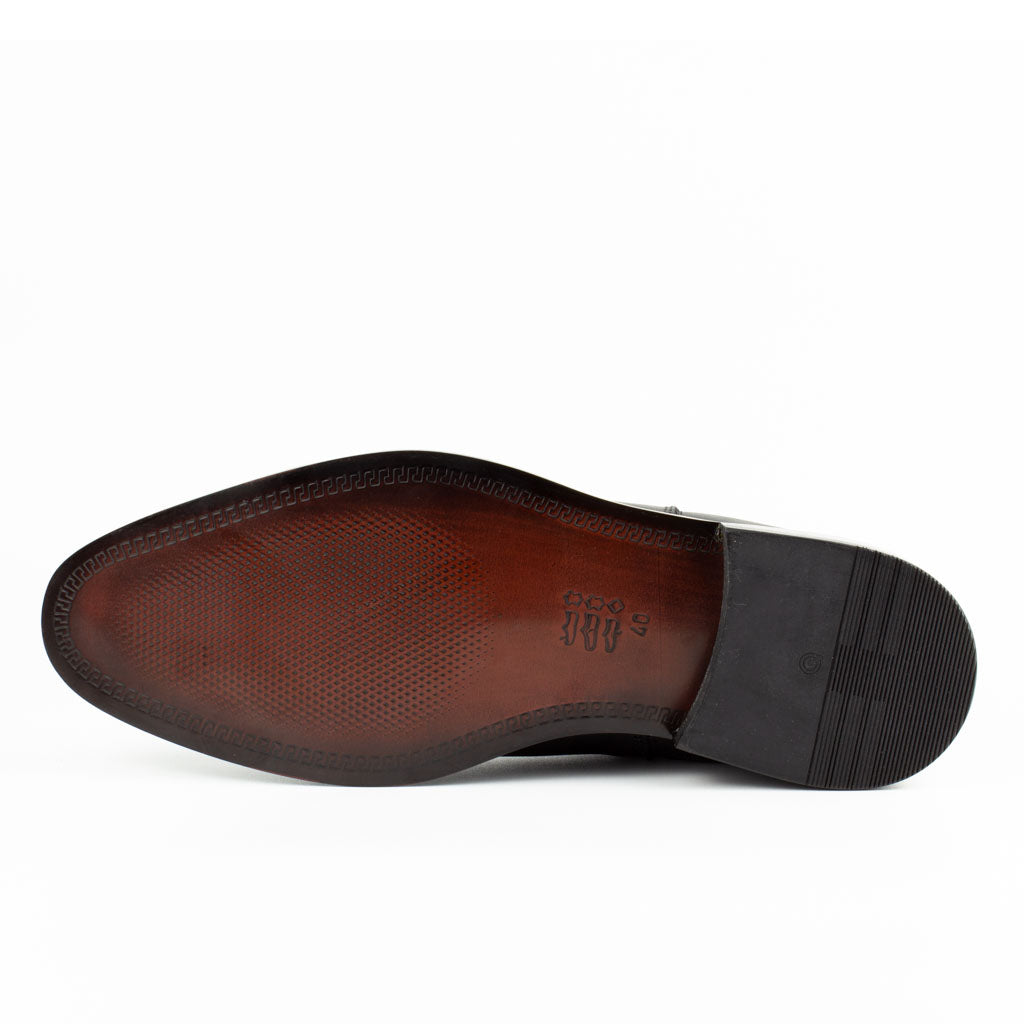 Intreccio Woven Leather Men's Chelsea Boots in — heel detail | Scarpetto