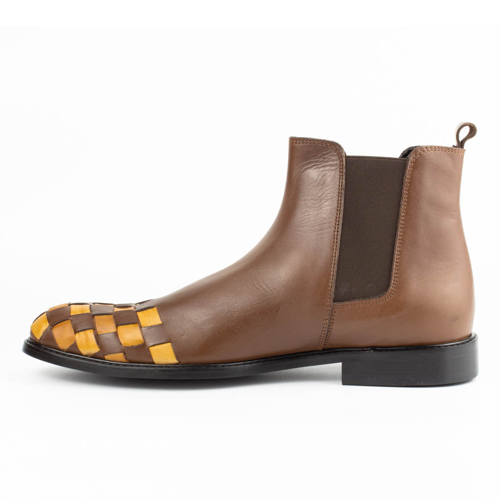 Intreccio Woven Leather Men's Chelsea Boots in — top view | Scarpetto