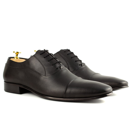 Sanzio Mat Black Men's Genuine Leather Dress Shoes