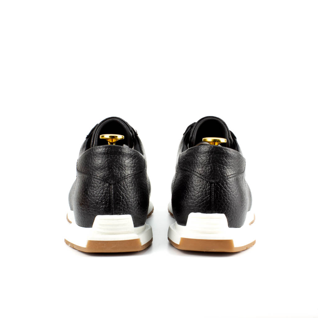 Charcoal Floater Grain Men's Leather Sneaker — top view | Scarpetto