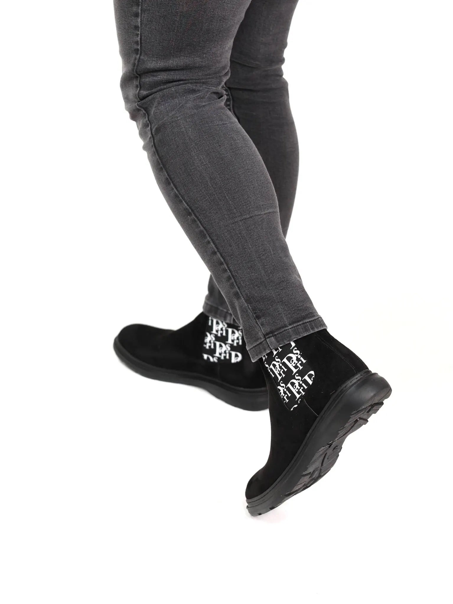 Paris Black Suede Chelsea Boots for Men — three-quarter view | Scarpetto