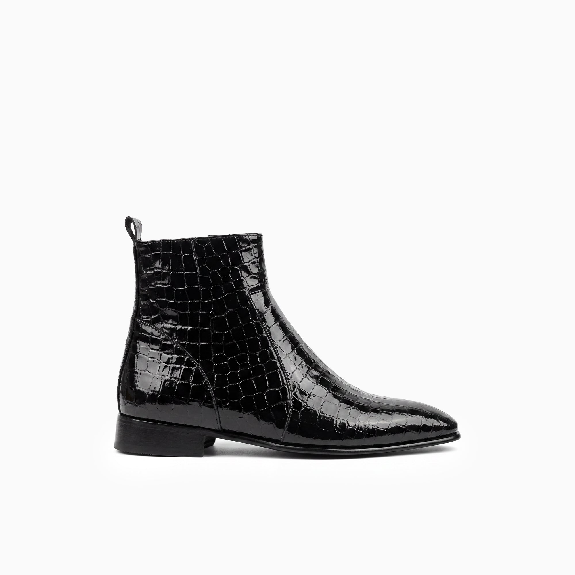 Raphael Croco Patent Chelsea Boots Red Sole | Scarpetto