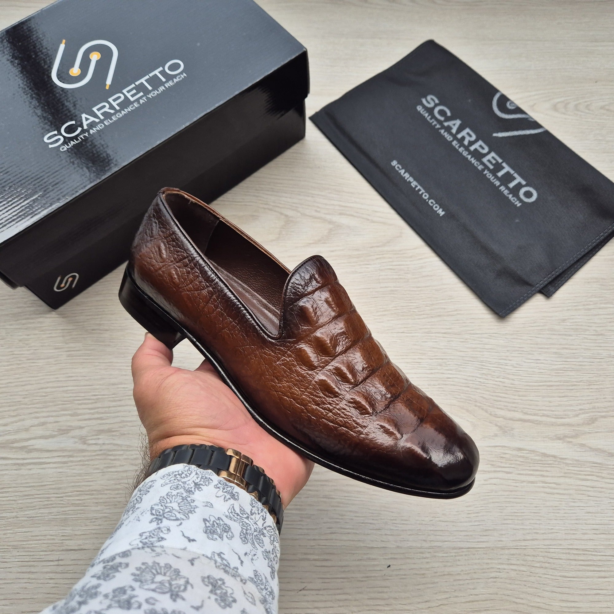 Emiliano Croco Espresso Brown Venetian Loafer - sole detail