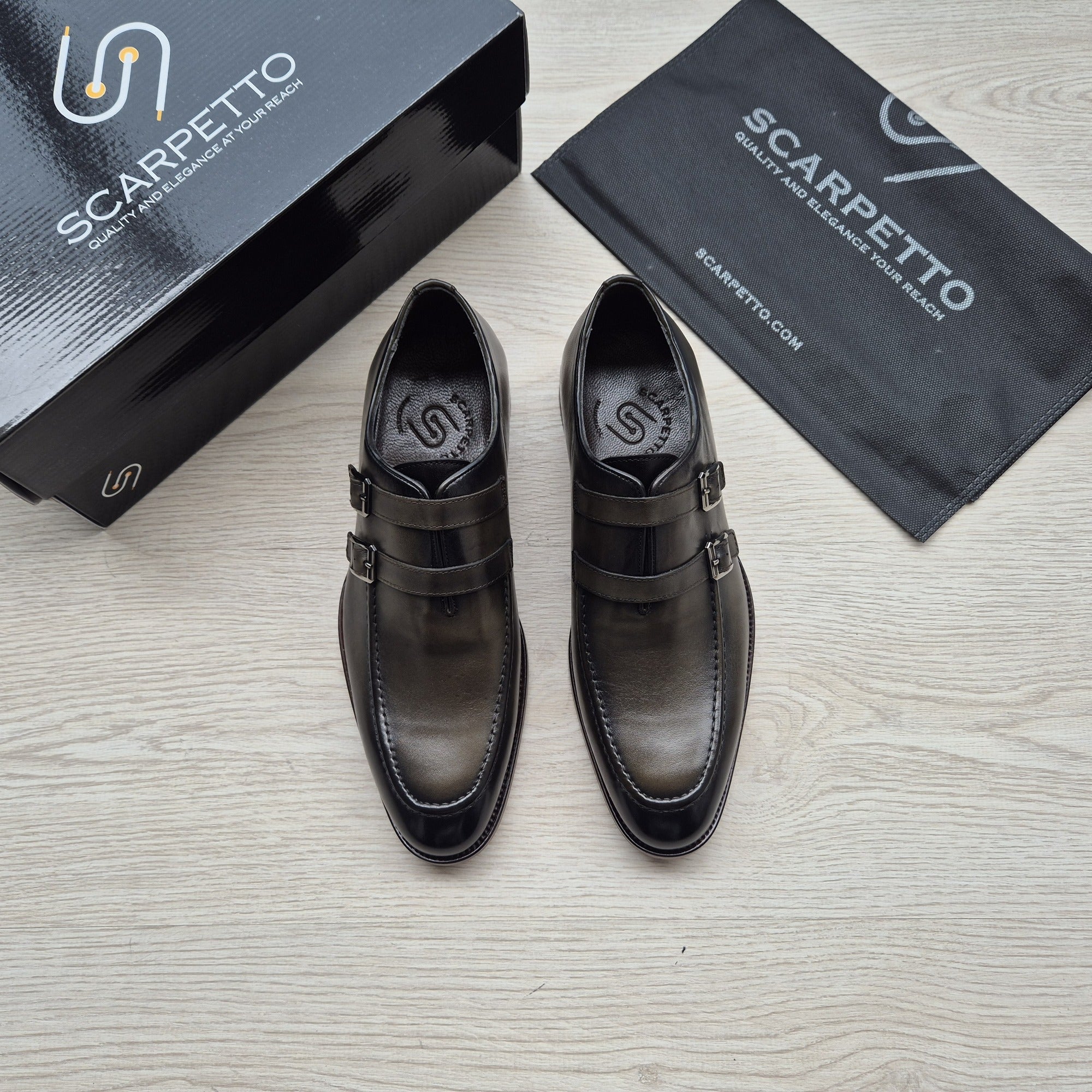 Salvatore Bottle Green Double Monk Strap — side view | Scarpetto