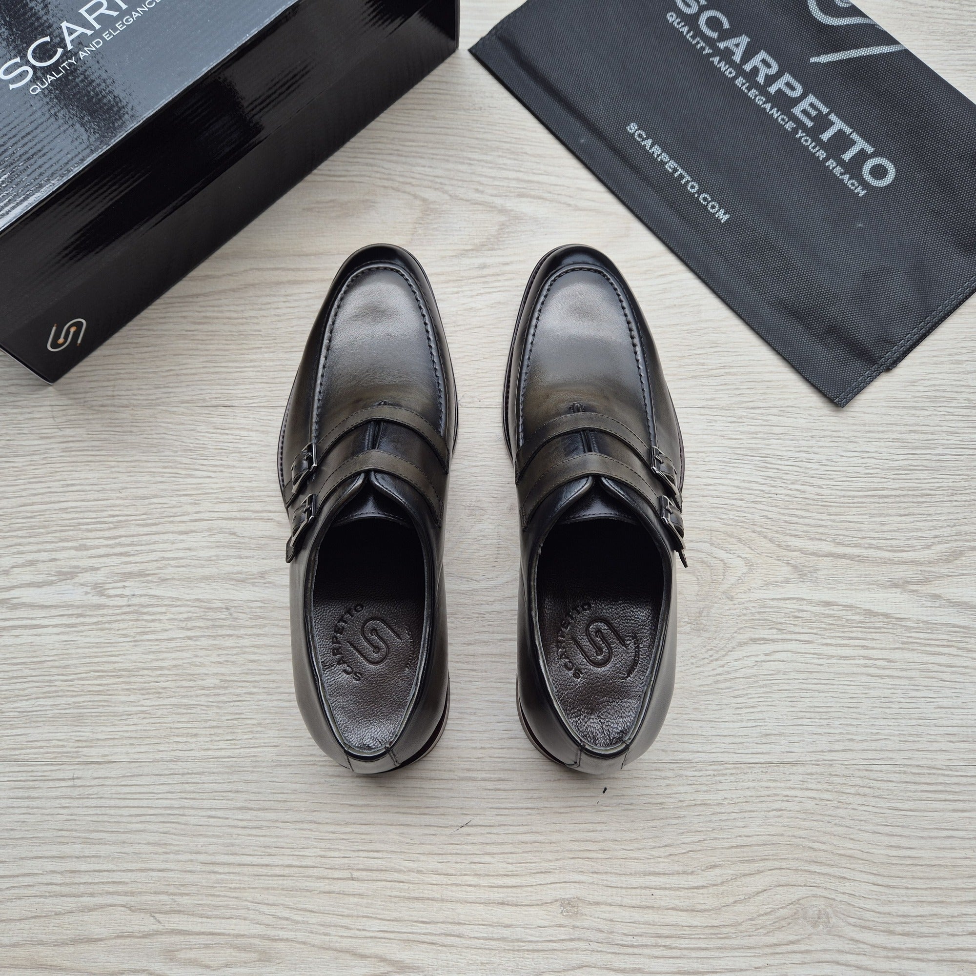 Salvatore Bottle Green Double Monk Strap — sole detail | Scarpetto
