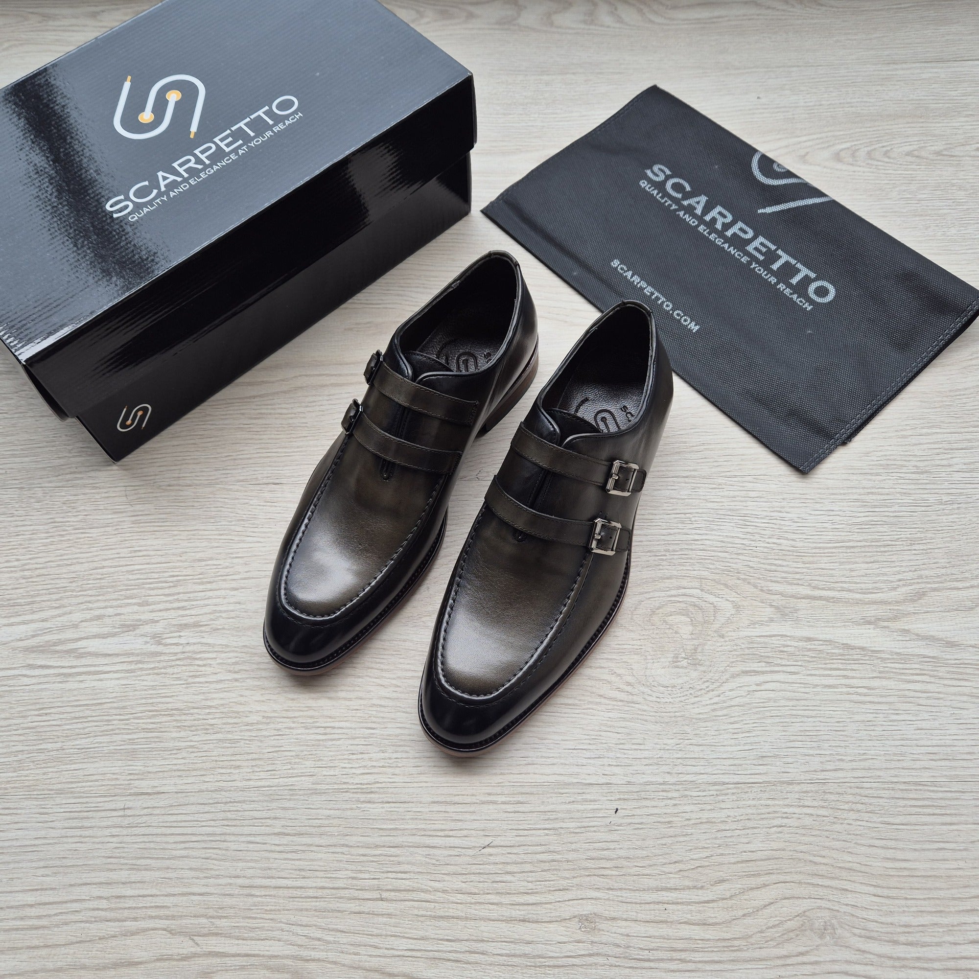 Salvatore Bottle Green Double Monk Strap — front view | Scarpetto