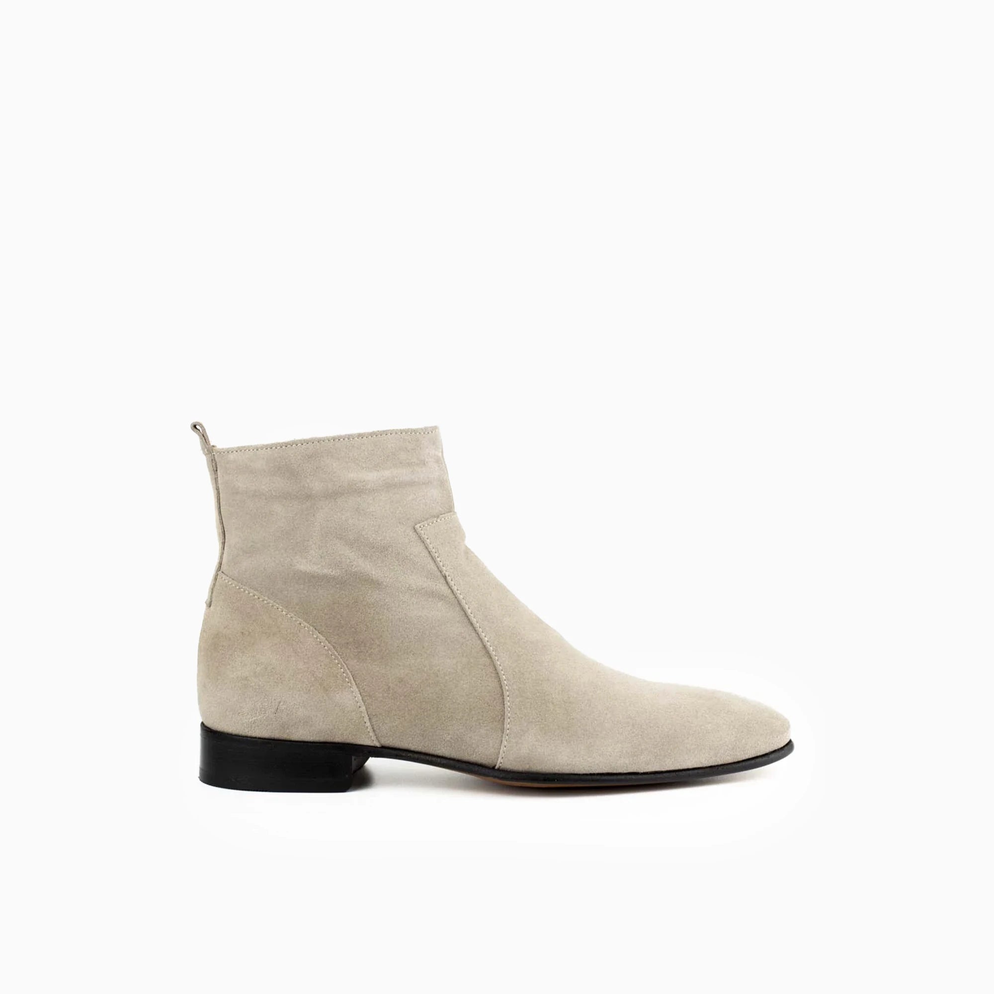 Raphael Beige Men's Chelsea Genuine Suede Leather Boots - Leather Sole