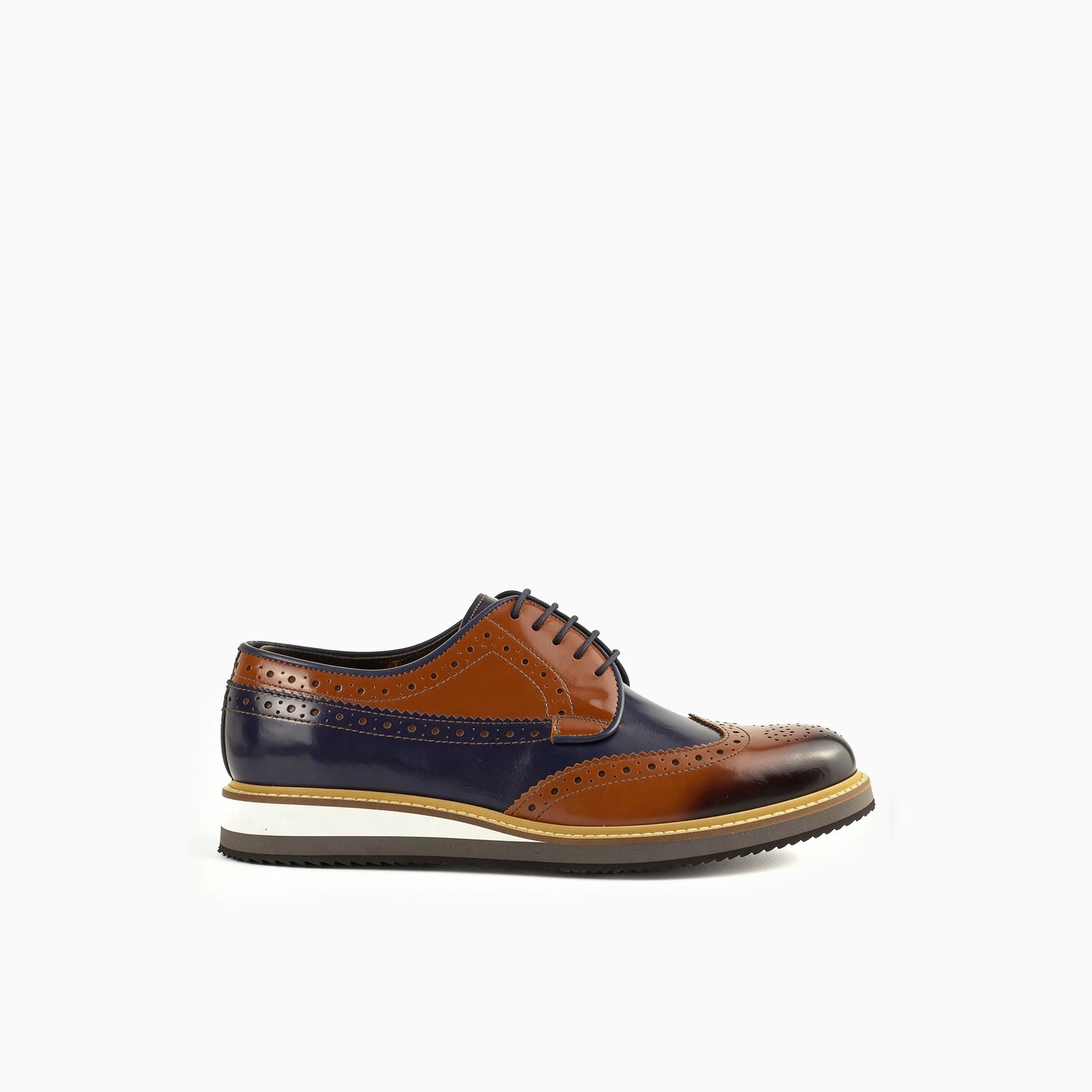 Vestito Brown-Navy Blue Men's Wingtip Derby Dress Shoes EU-42 & US-9