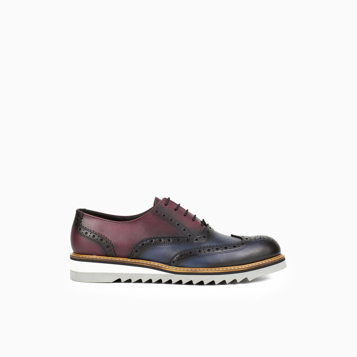 burgundy wingtip dress shoes Men's Burgundy and Dark Brown Wingtip Leather Oxfords - Brentham US 7 / Burgundy / D