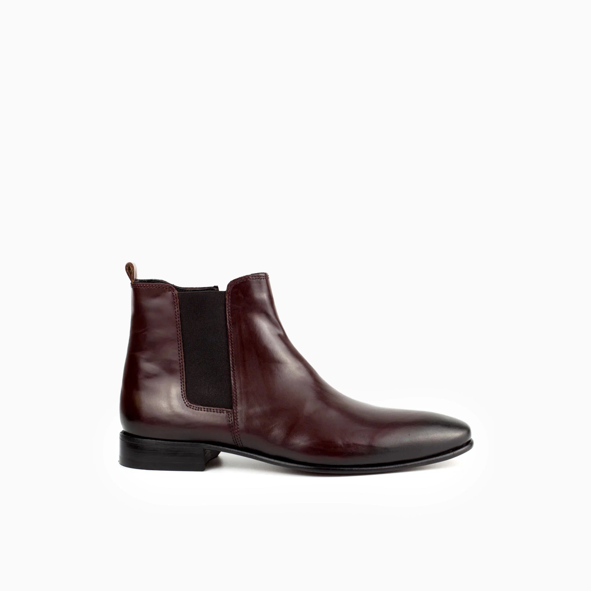 Giovanni Burgundy Men's Chelsea Genuine Leather Boots - Leather Sole
