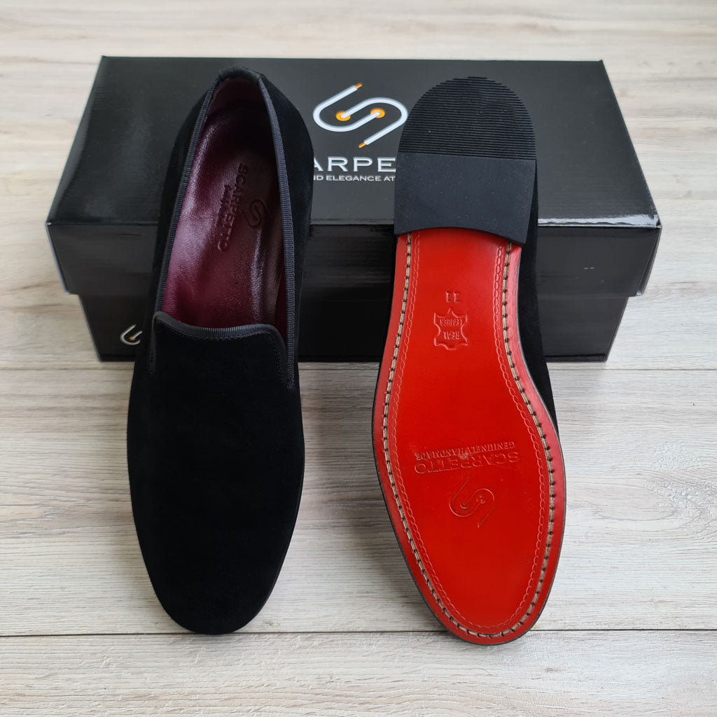 Red leather clearance slip on shoes