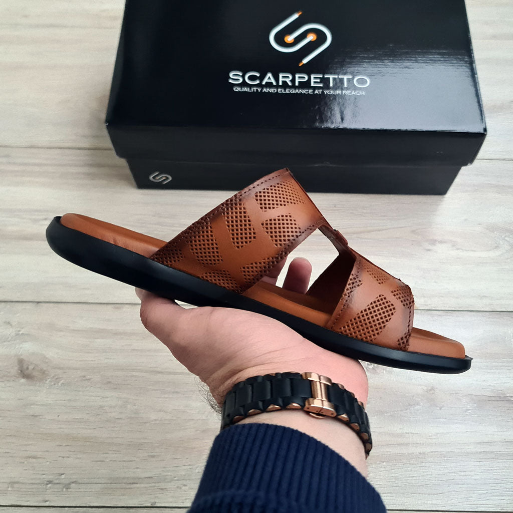 Premium Leather Men's Sandal in Brown