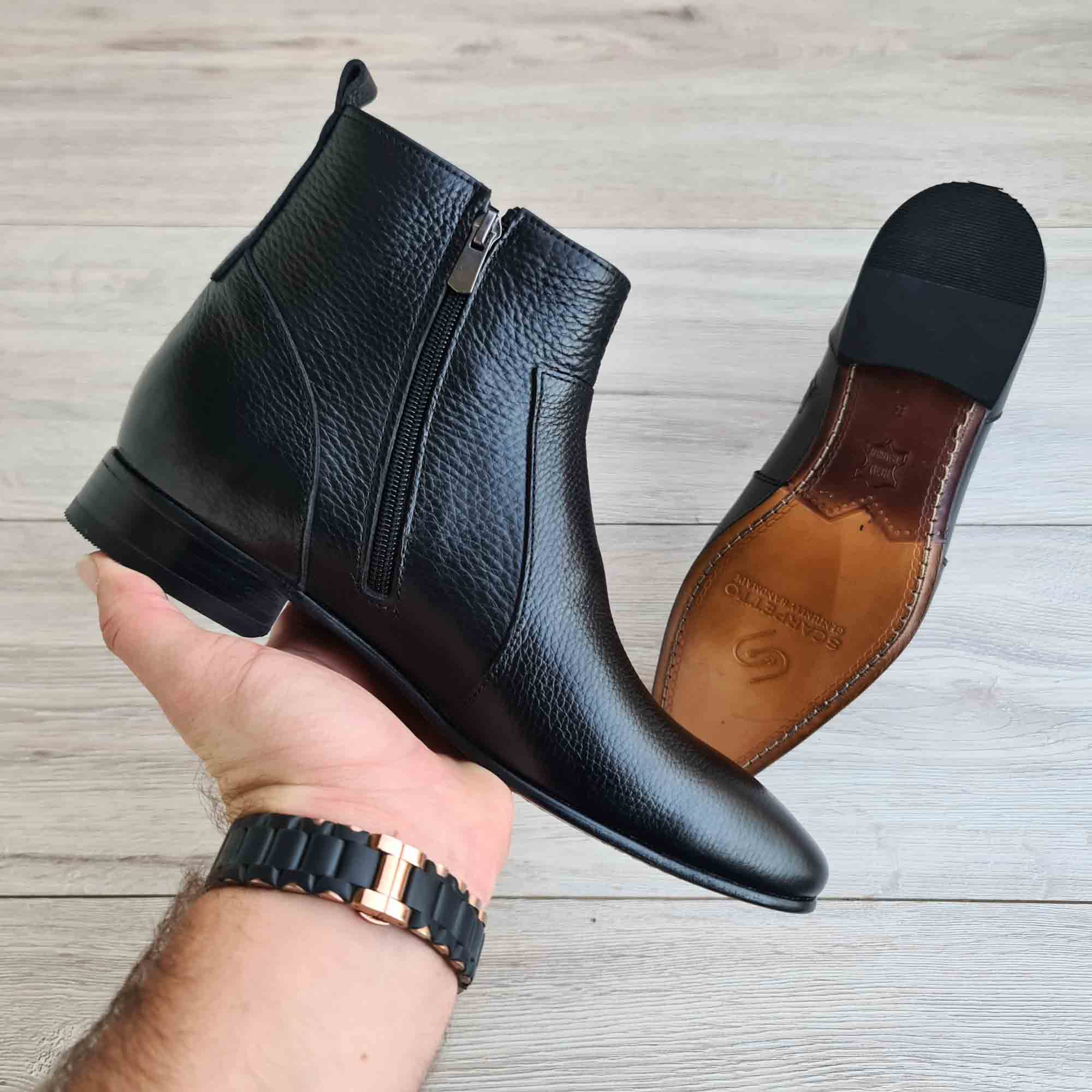 Raphael Floater Leather Men's Chelsea Boots — interior detail | Scarpetto