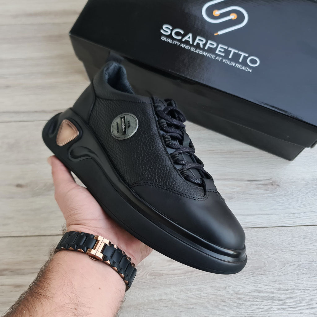 Apex Platform Leather Men's Sneaker — side view | Scarpetto