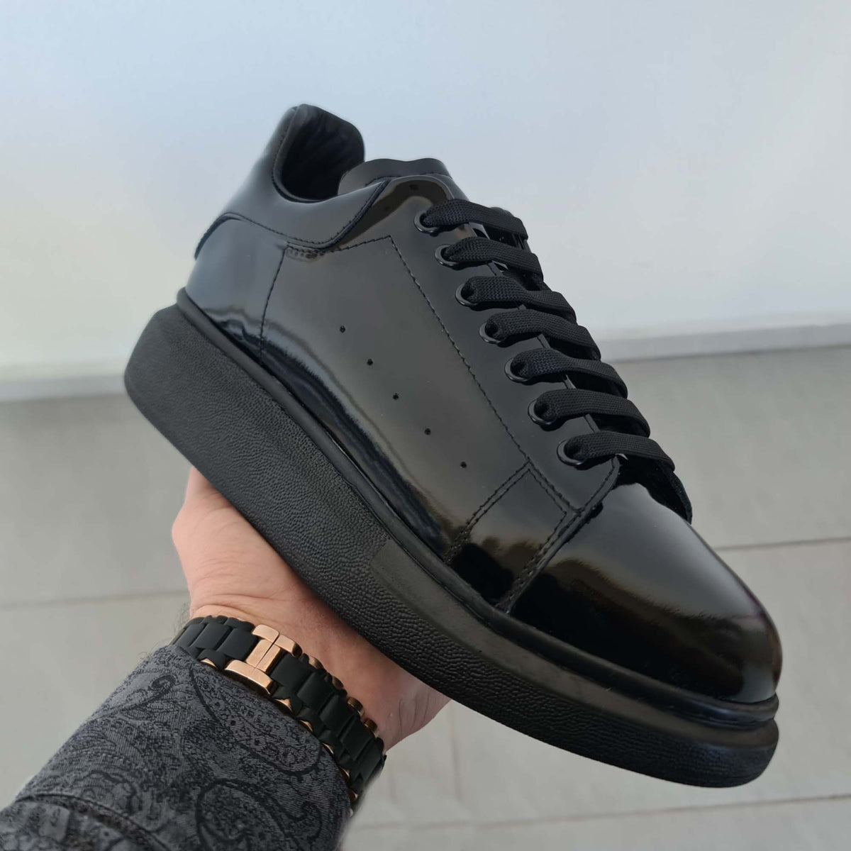 Patent Leather Sneakers | Platform High Sole