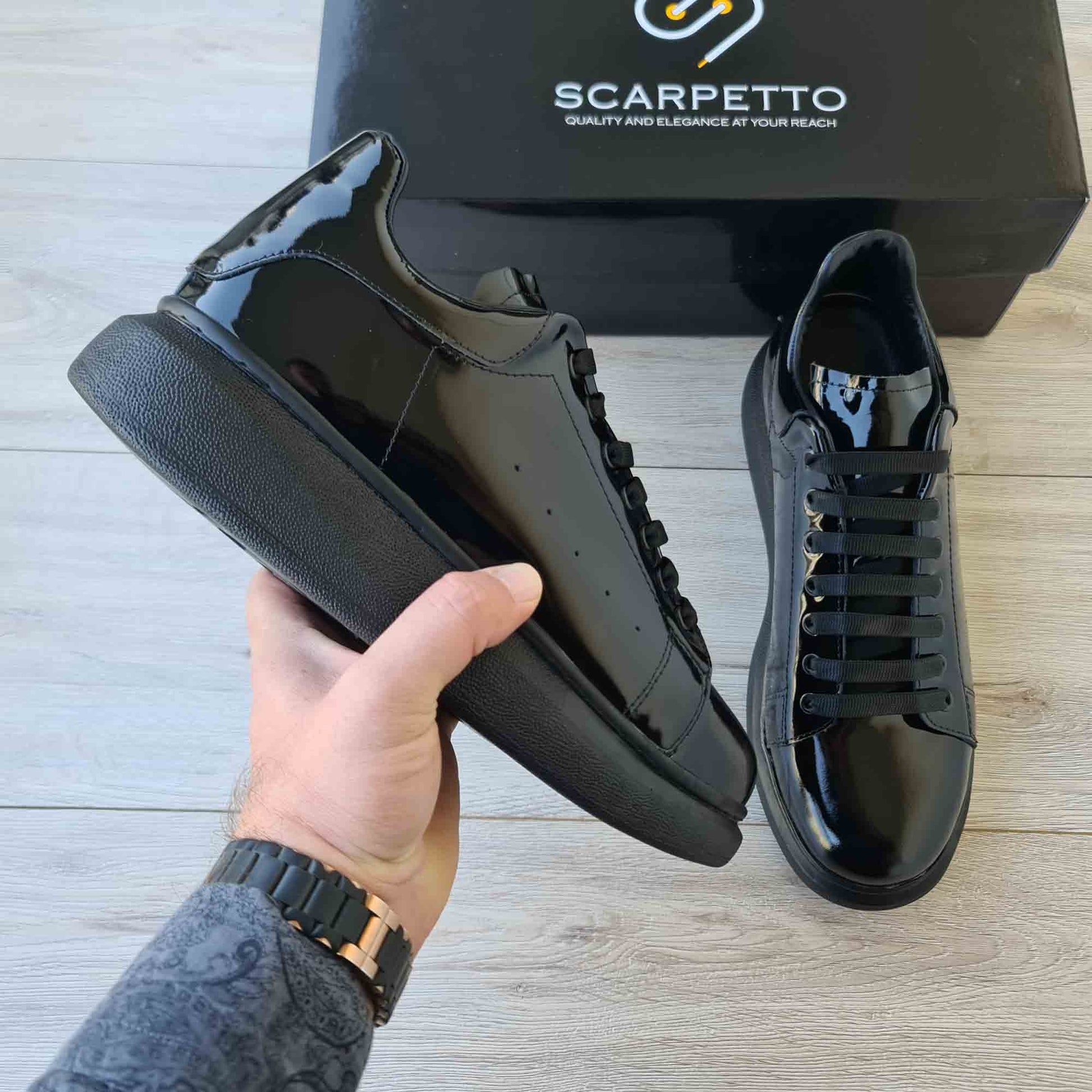 Lift Black Patent Leather Sneakers | Platform High Sole