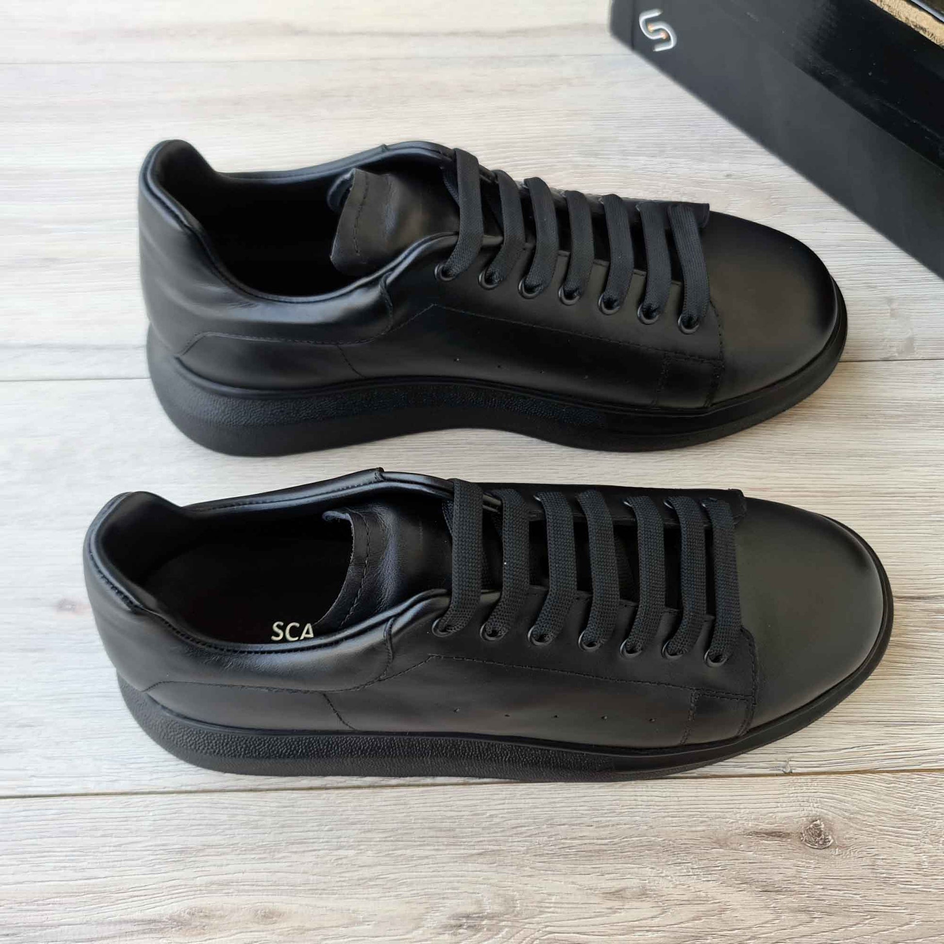 Lift Black Soft Genuine Leather Sneakers | Platform High Sole