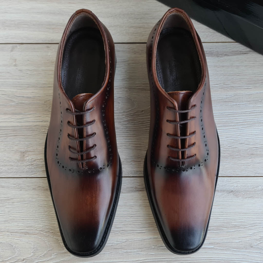 Patina Wholecut Oxford Brogue Men's Shoe — side view | Scarpetto