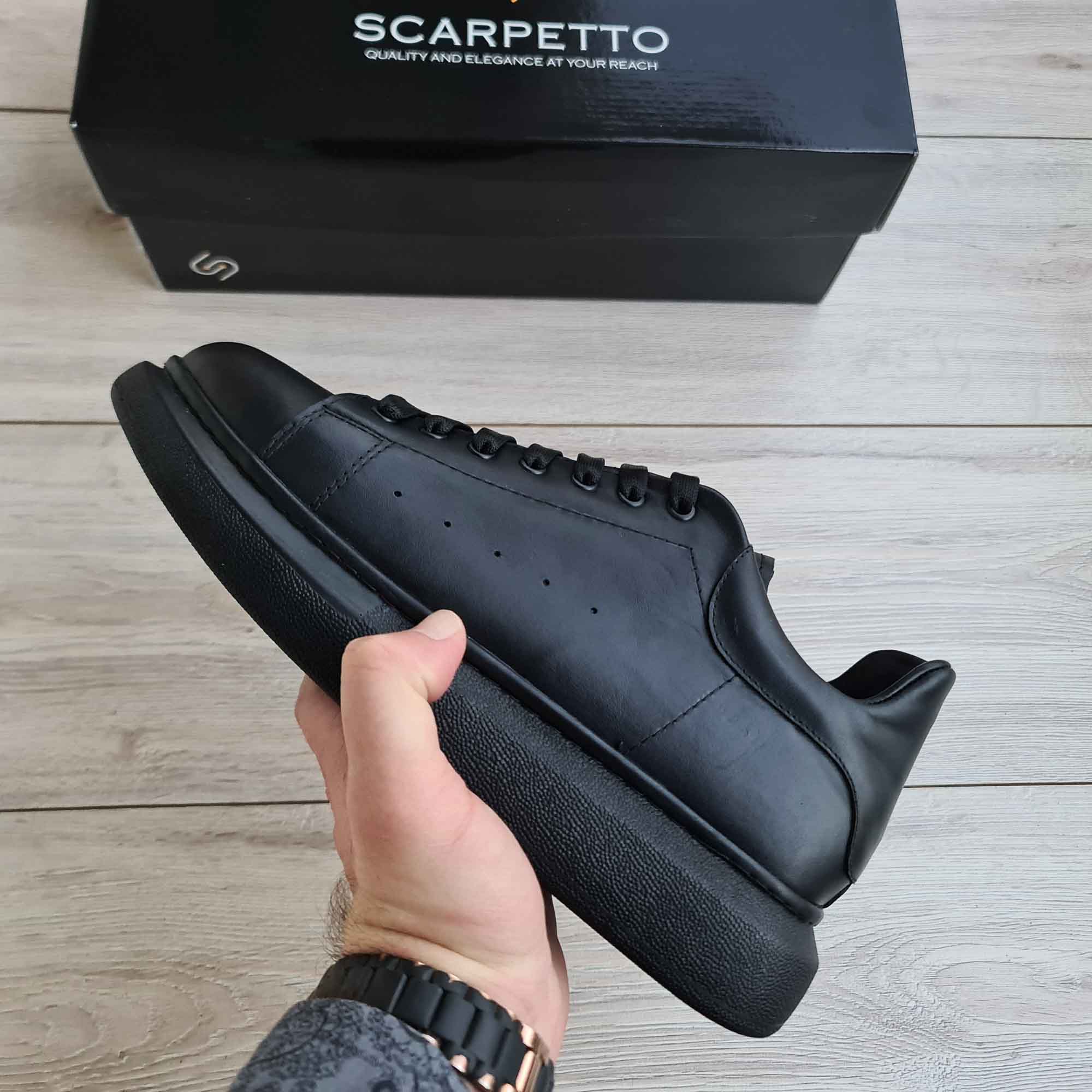 Lift Black Soft Genuine Leather Sneakers | Platform High Sole