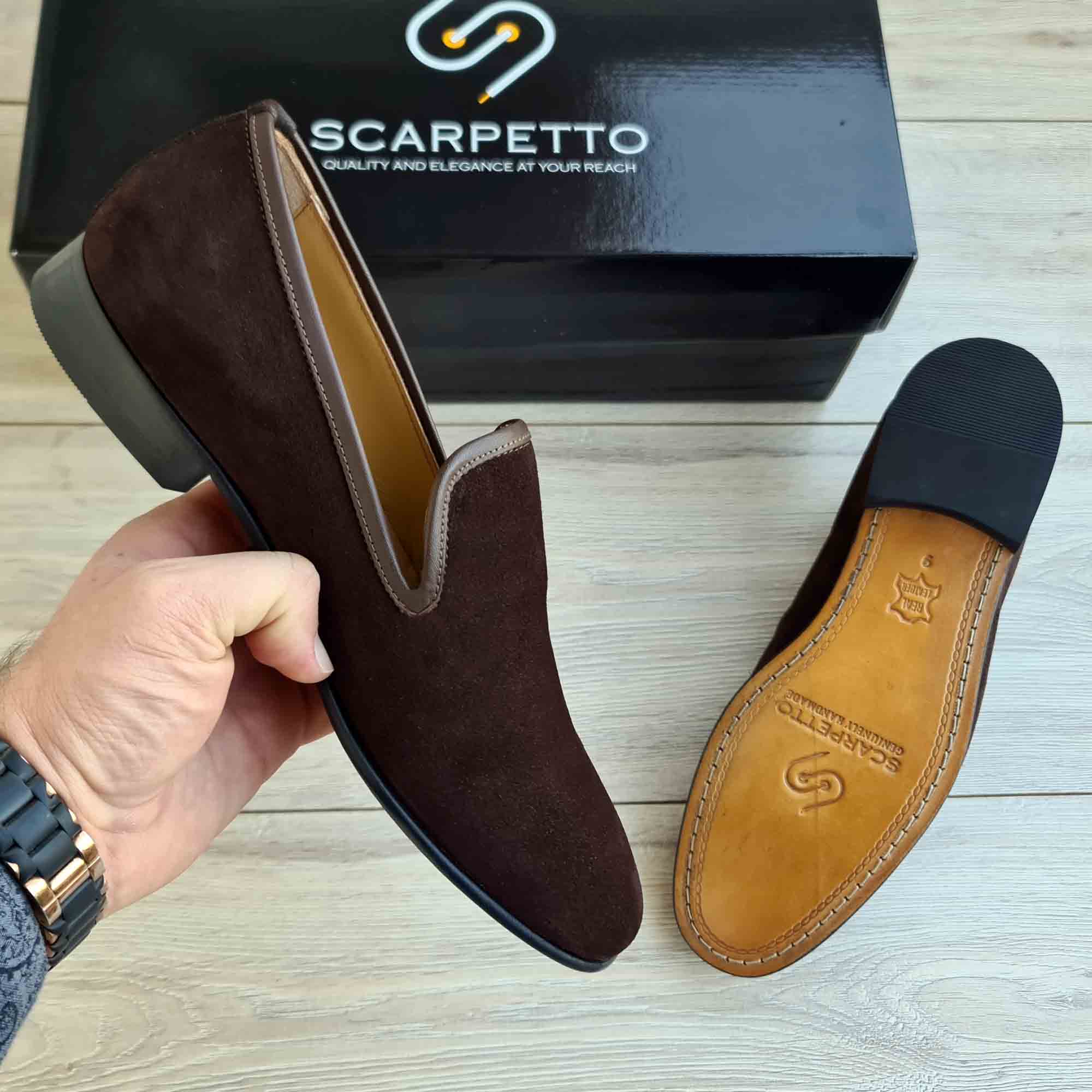 Toscano Suede Men's Slip-On Loafer — top view | Scarpetto