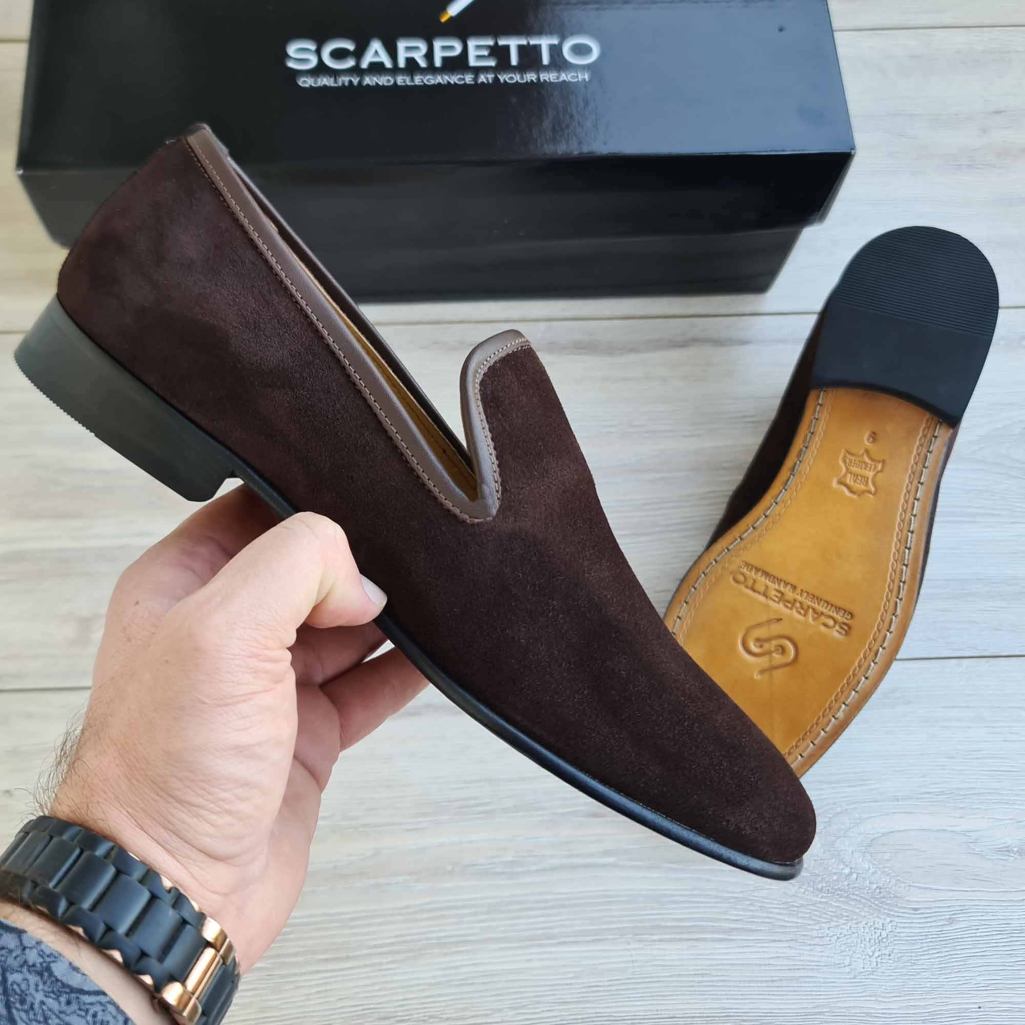 Toscano Suede Men's Slip-On Loafer — side view | Scarpetto