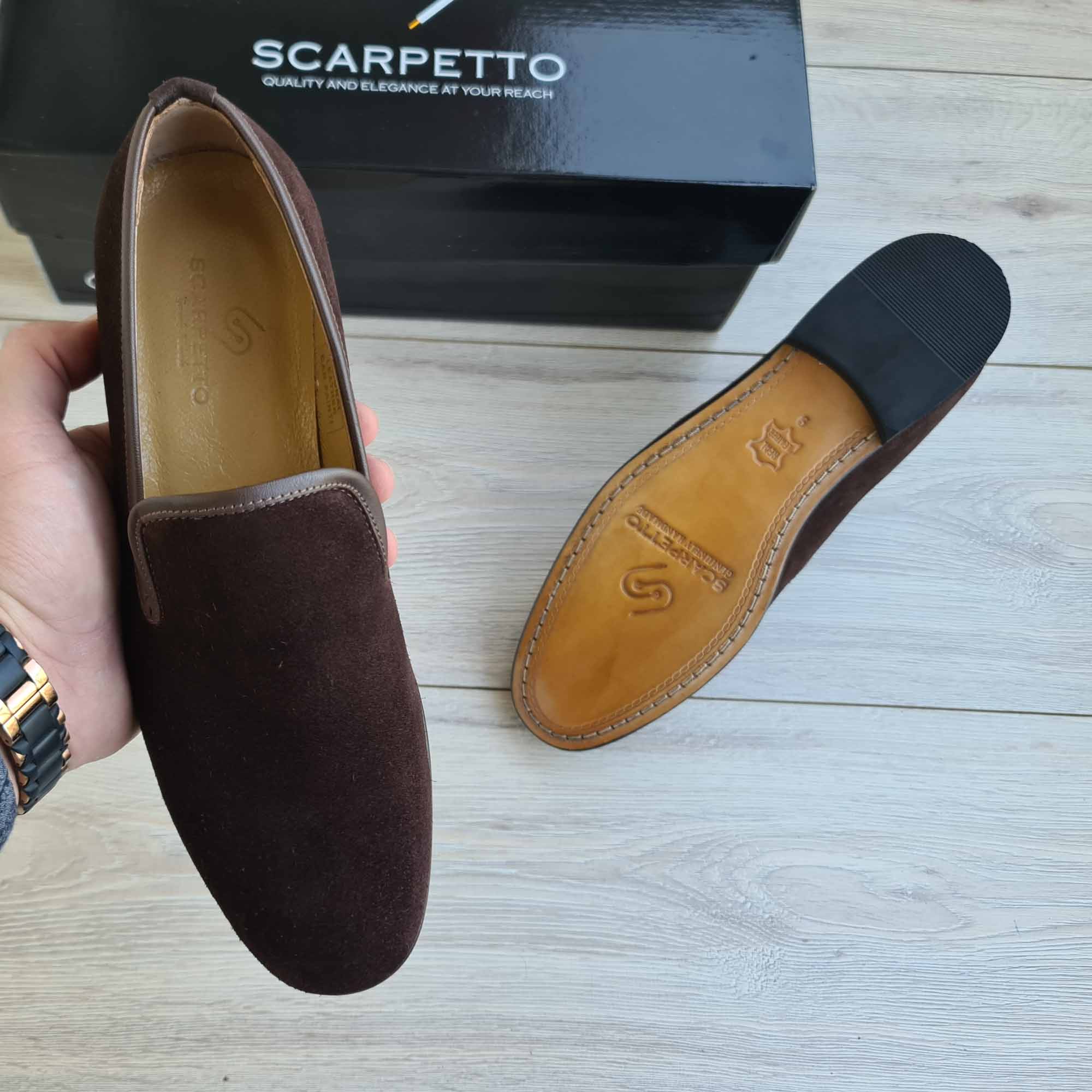Toscano Suede Men's Slip-On Loafer — three-quarter view | Scarpetto