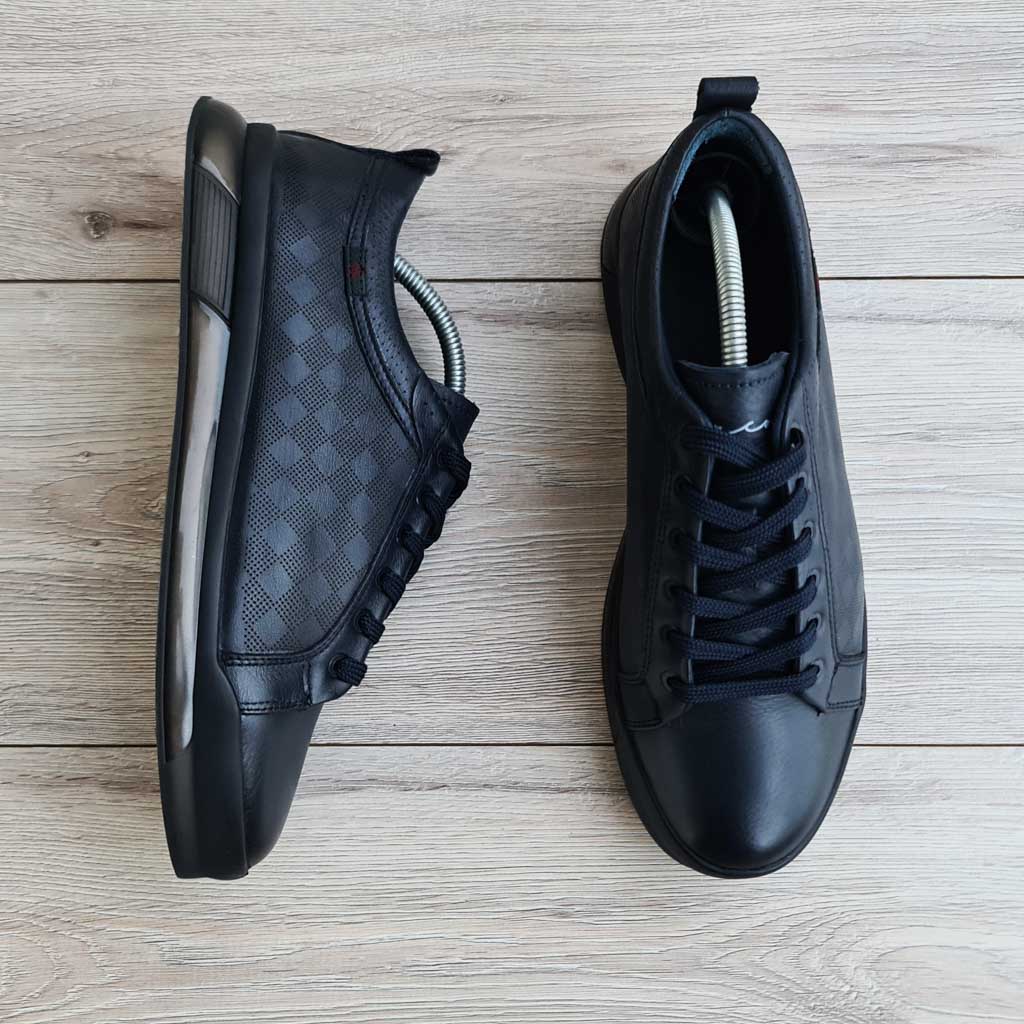 Damier Checkerboard Leather Men's Sneaker in — top view | Scarpetto