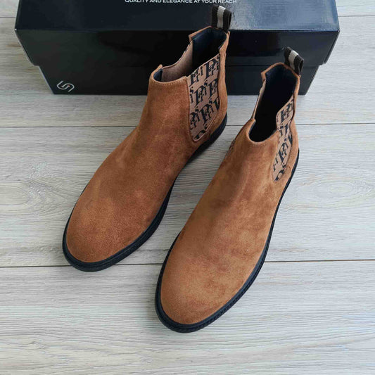 Paris Tan Men's Genuine Suede Leather Boots