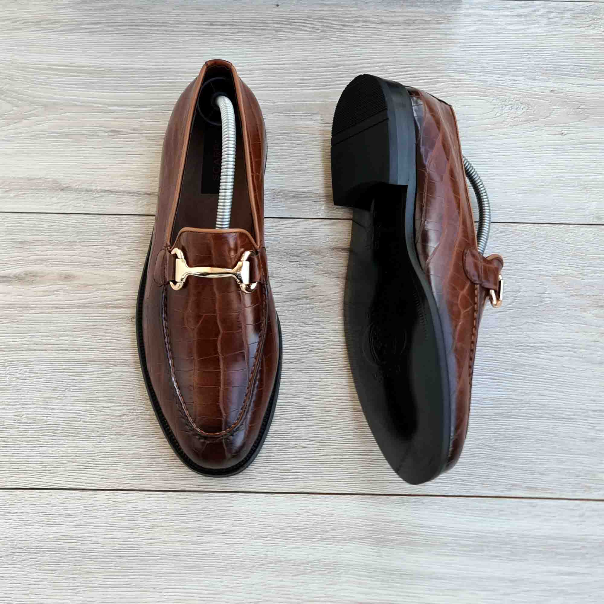 Cavalloro Croco Leather Men's Loafer — side view | Scarpetto
