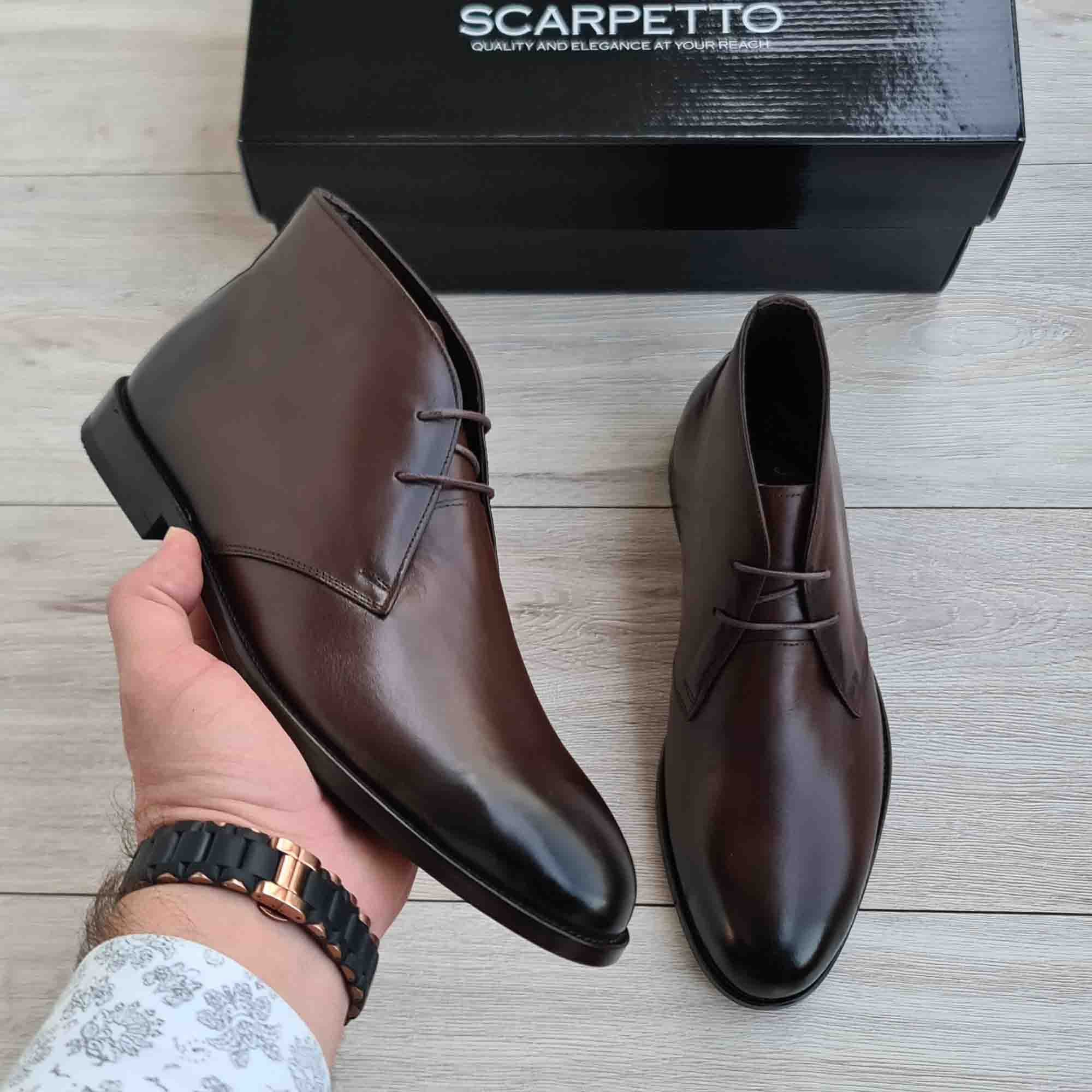 Dark brown leather chukka boots best sale