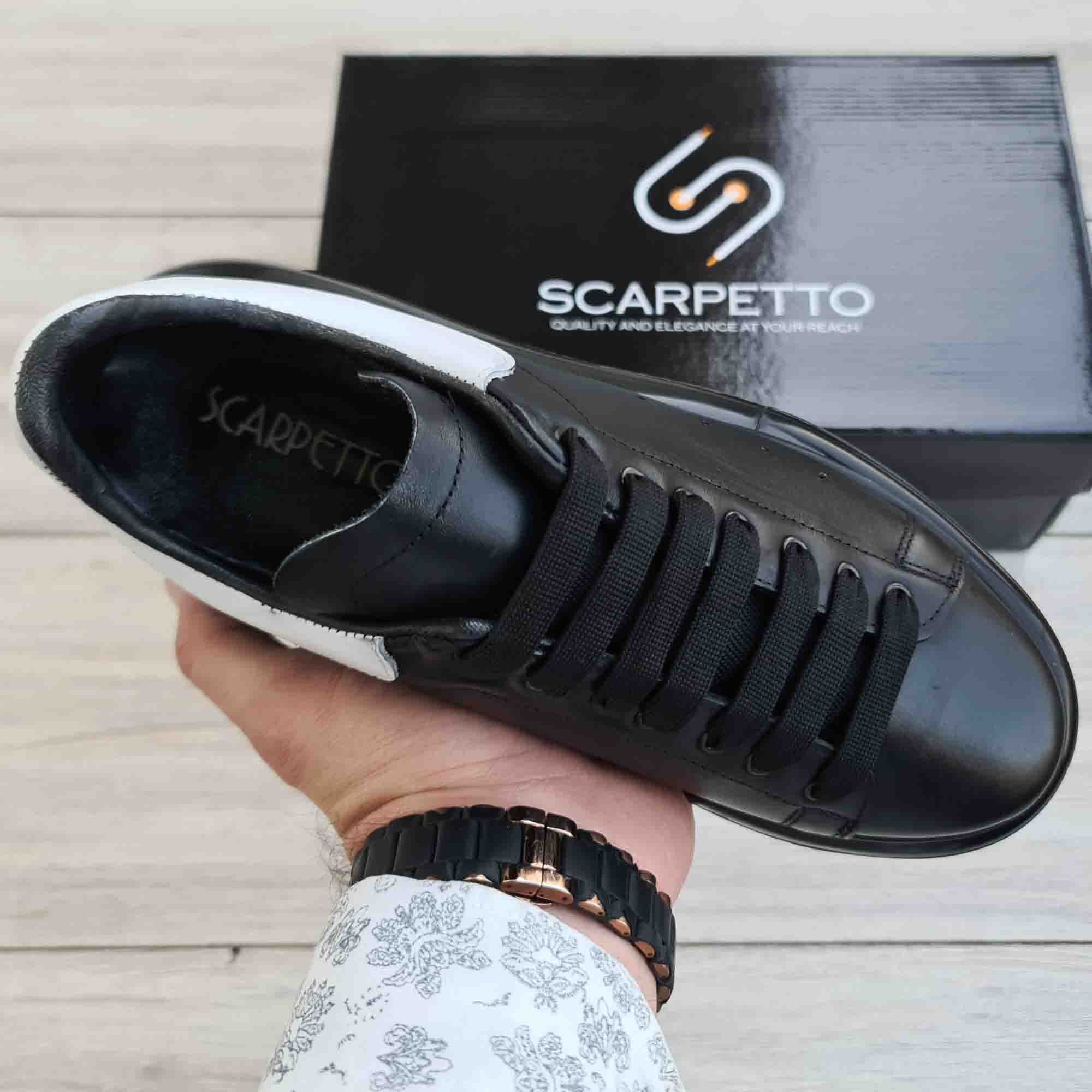 Lift Modern Platform Leather Sneaker for Men — three-quarter view | Scarpetto