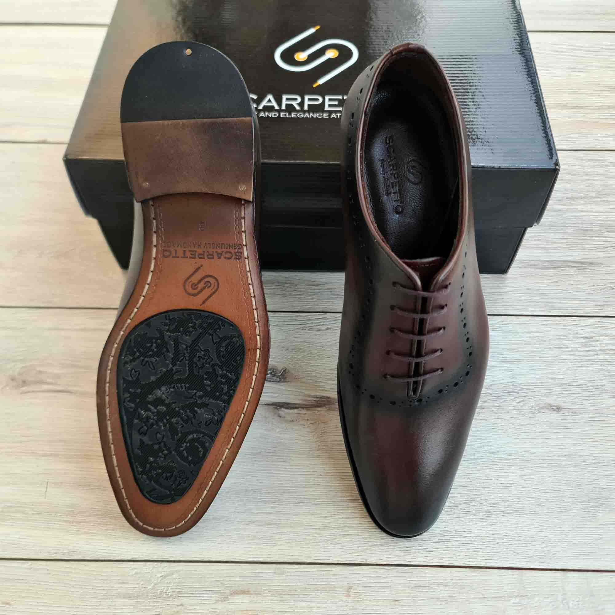 Patina Wholecut Oxford Men's Dress Shoes — front view | Scarpetto