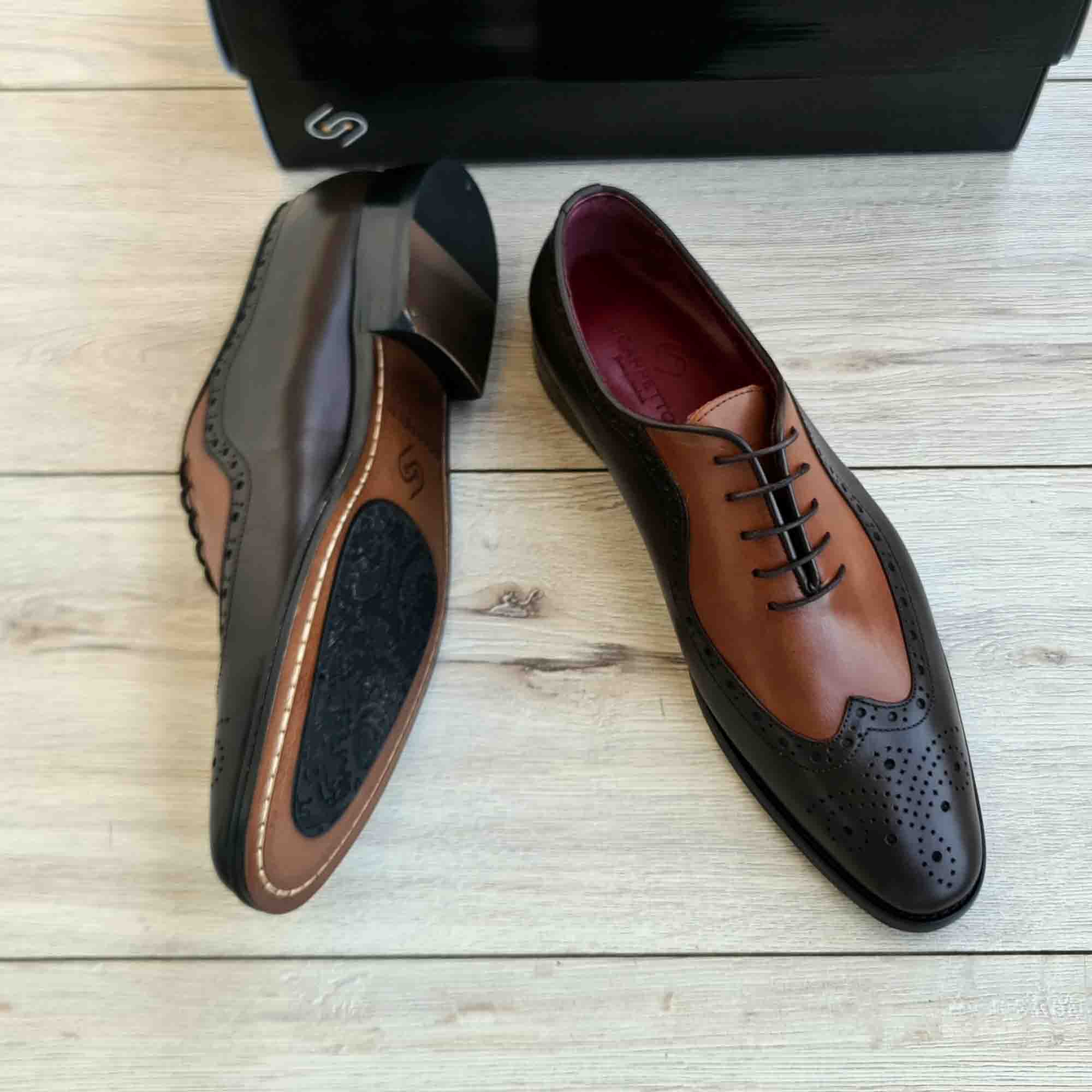 Toscano Duo Wingtip Men's Leather Oxford — top view | Scarpetto