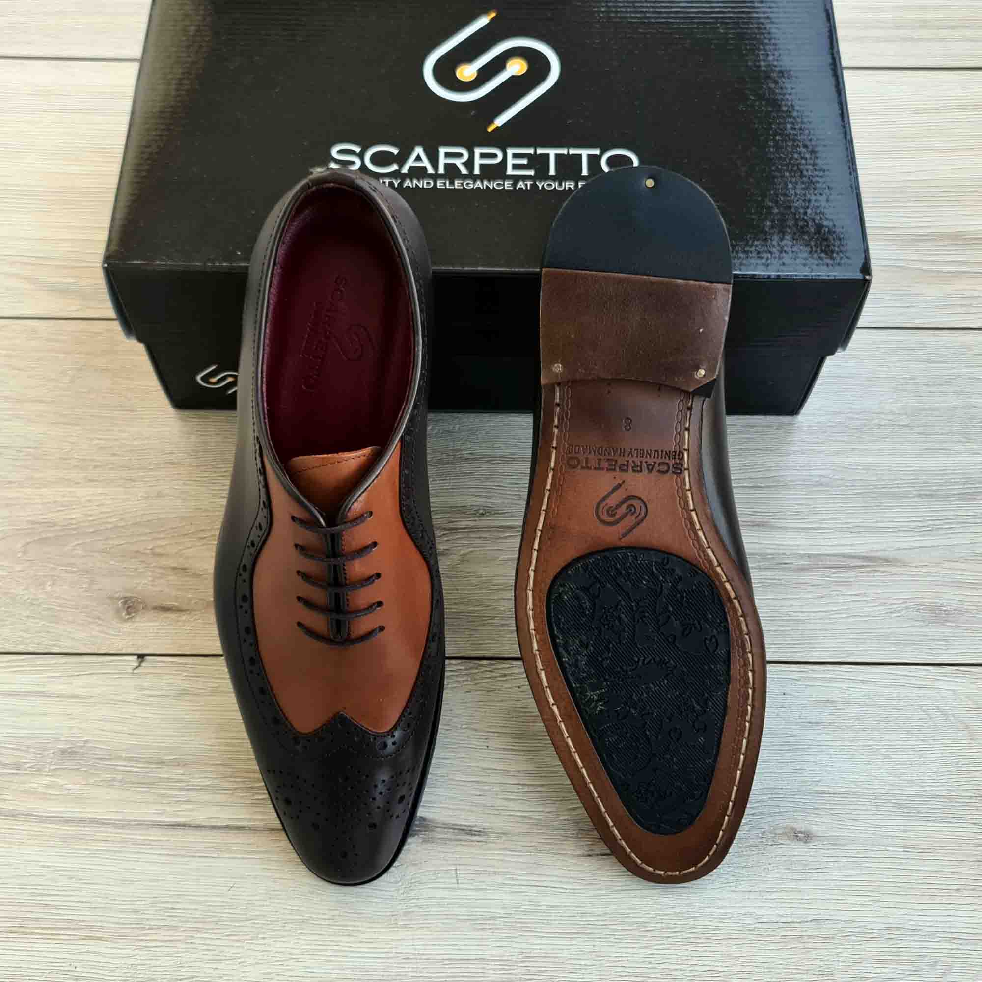 Toscano Duo Wingtip Men's Leather Oxford — side view | Scarpetto