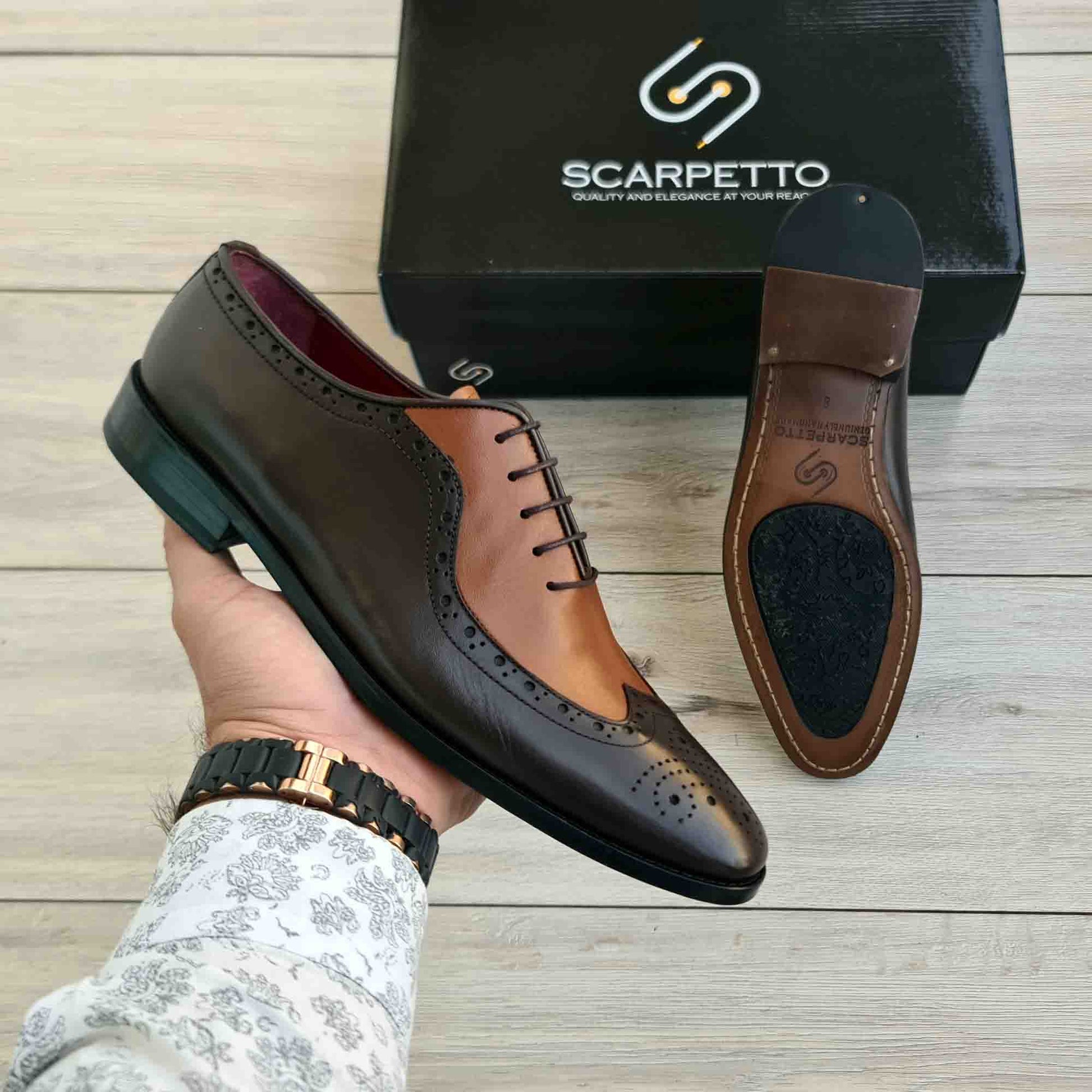 Brown Men's Wingtip Leather Oxford Dress Shoes1